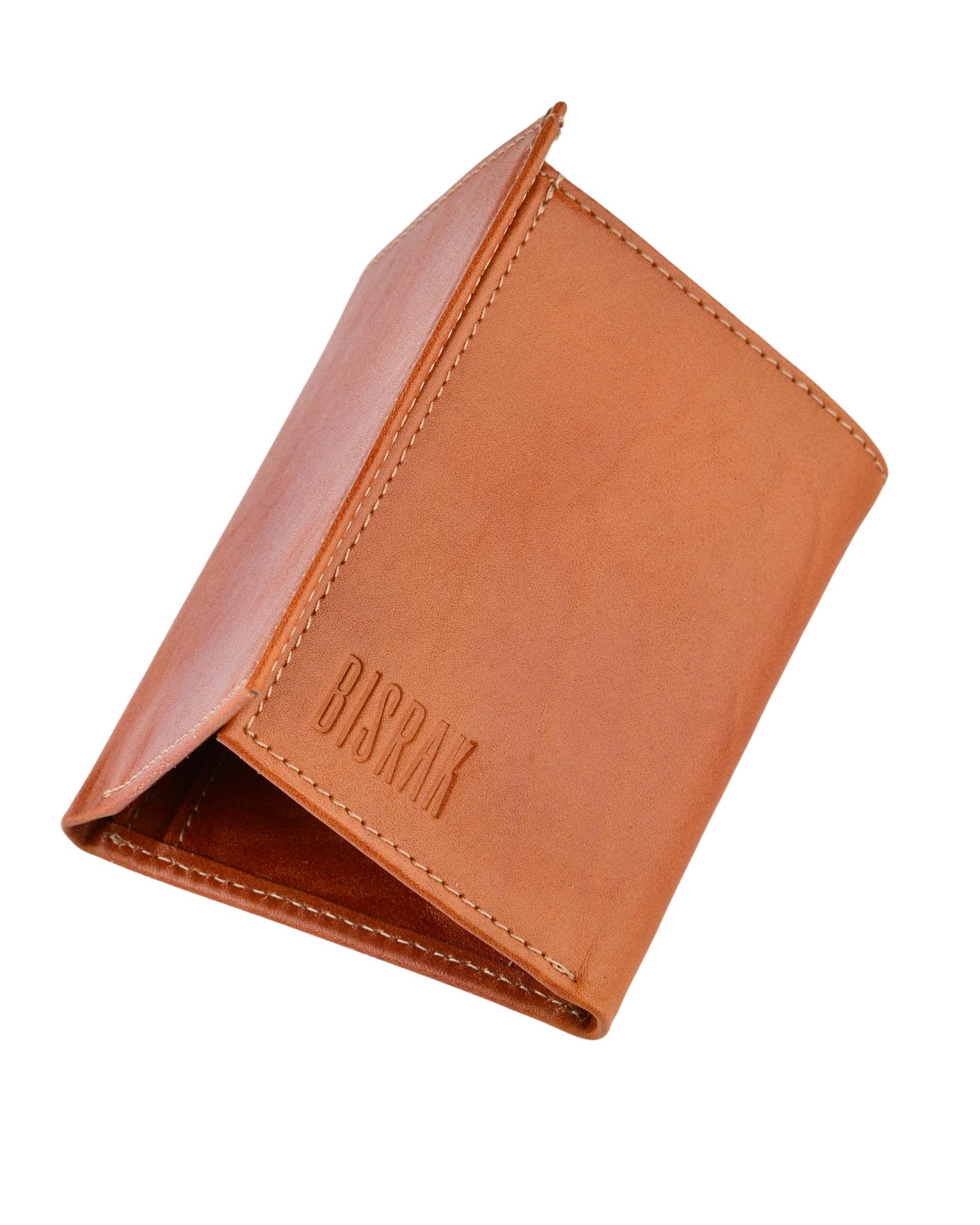 کیف پول چرم جیبی عسلی بیسراک Bisrak کد NL-J3Lat-N18