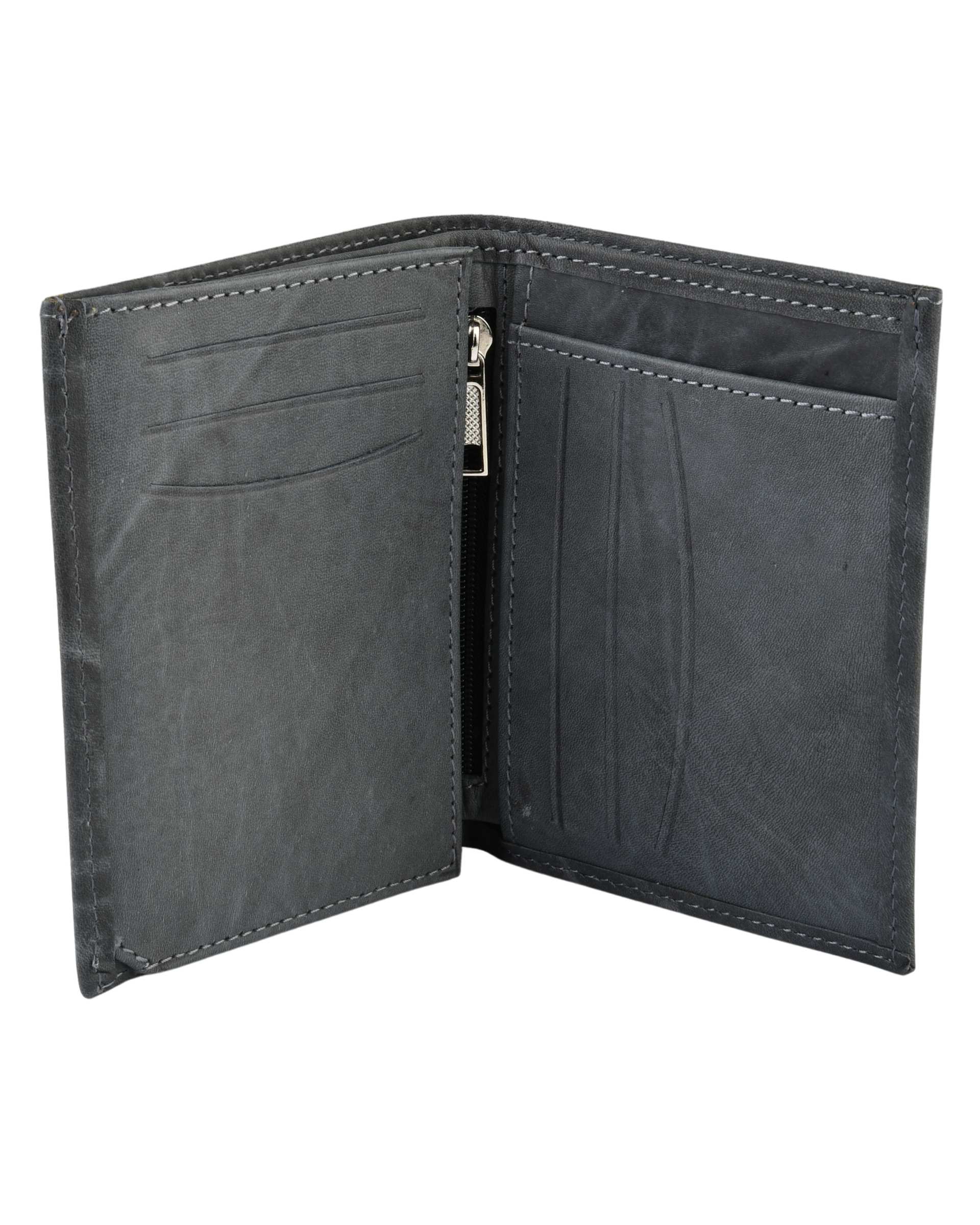 کیف پول چرم جیبی طوسی تیره بیسراک Bisrak کد PW-306-HN92