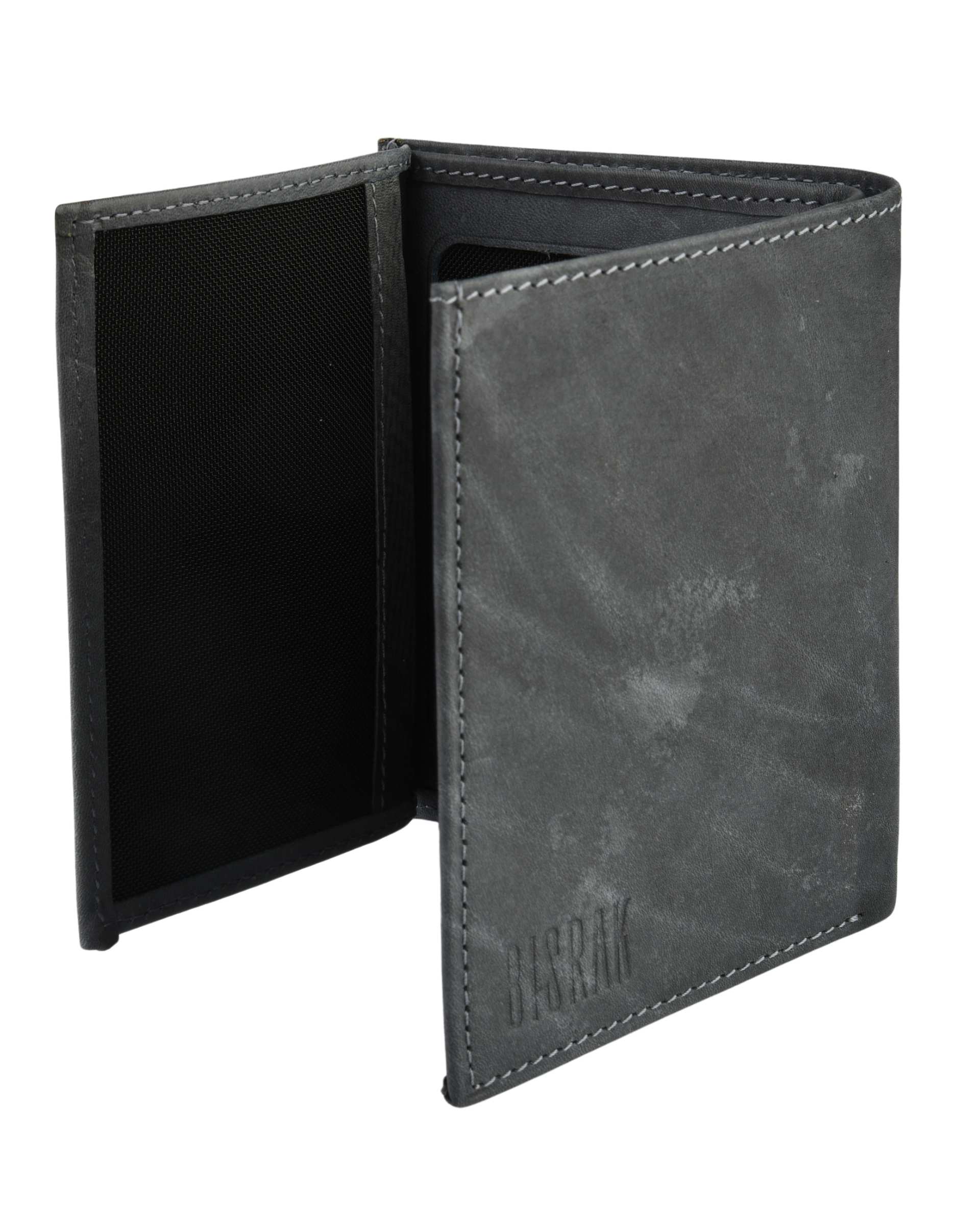 کیف پول چرم جیبی طوسی تیره بیسراک Bisrak کد PW-306-HN92