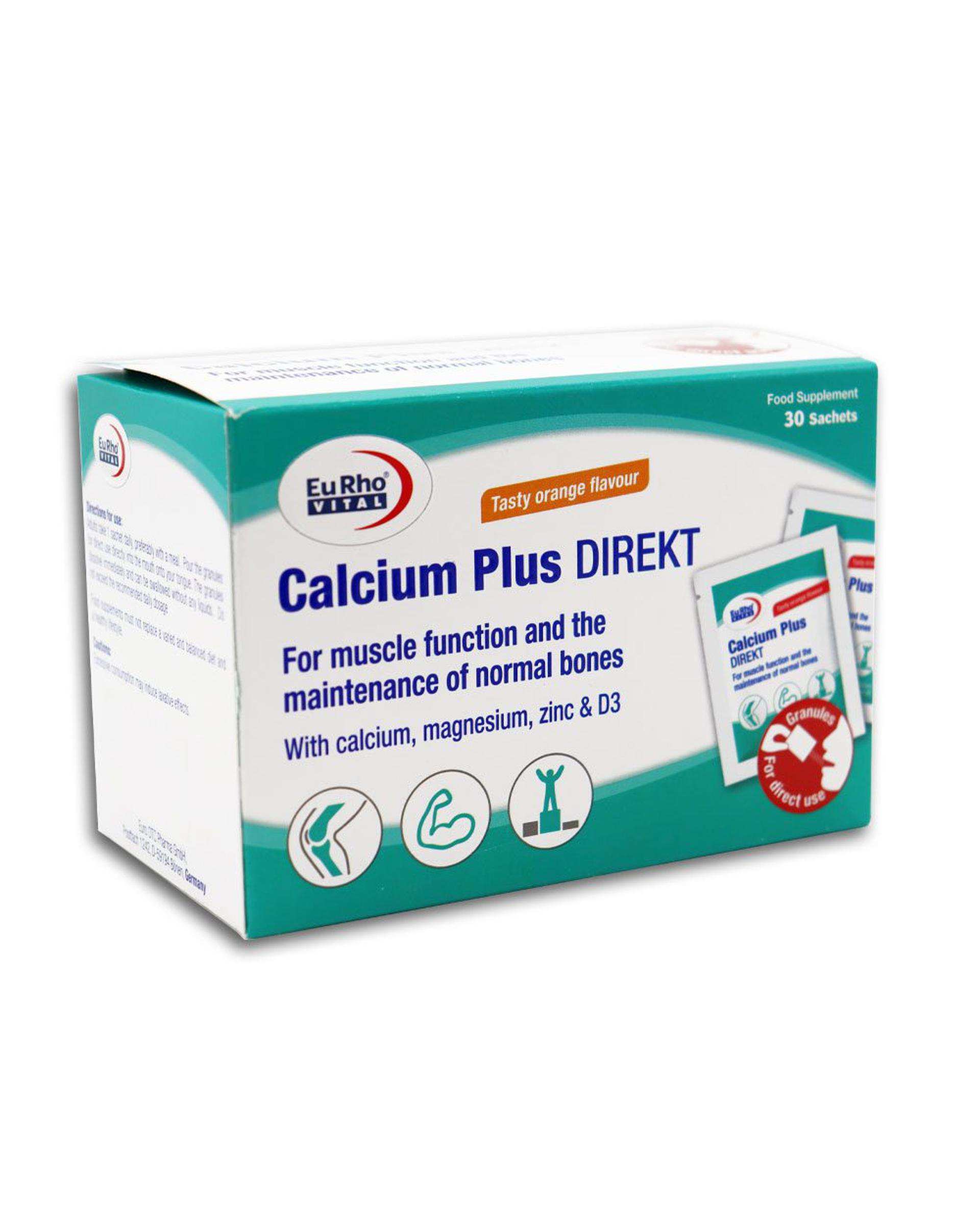 ساشه کلسیم پلاس دایرکت یوروویتال با طعم پرتقال بسته 30 عددی