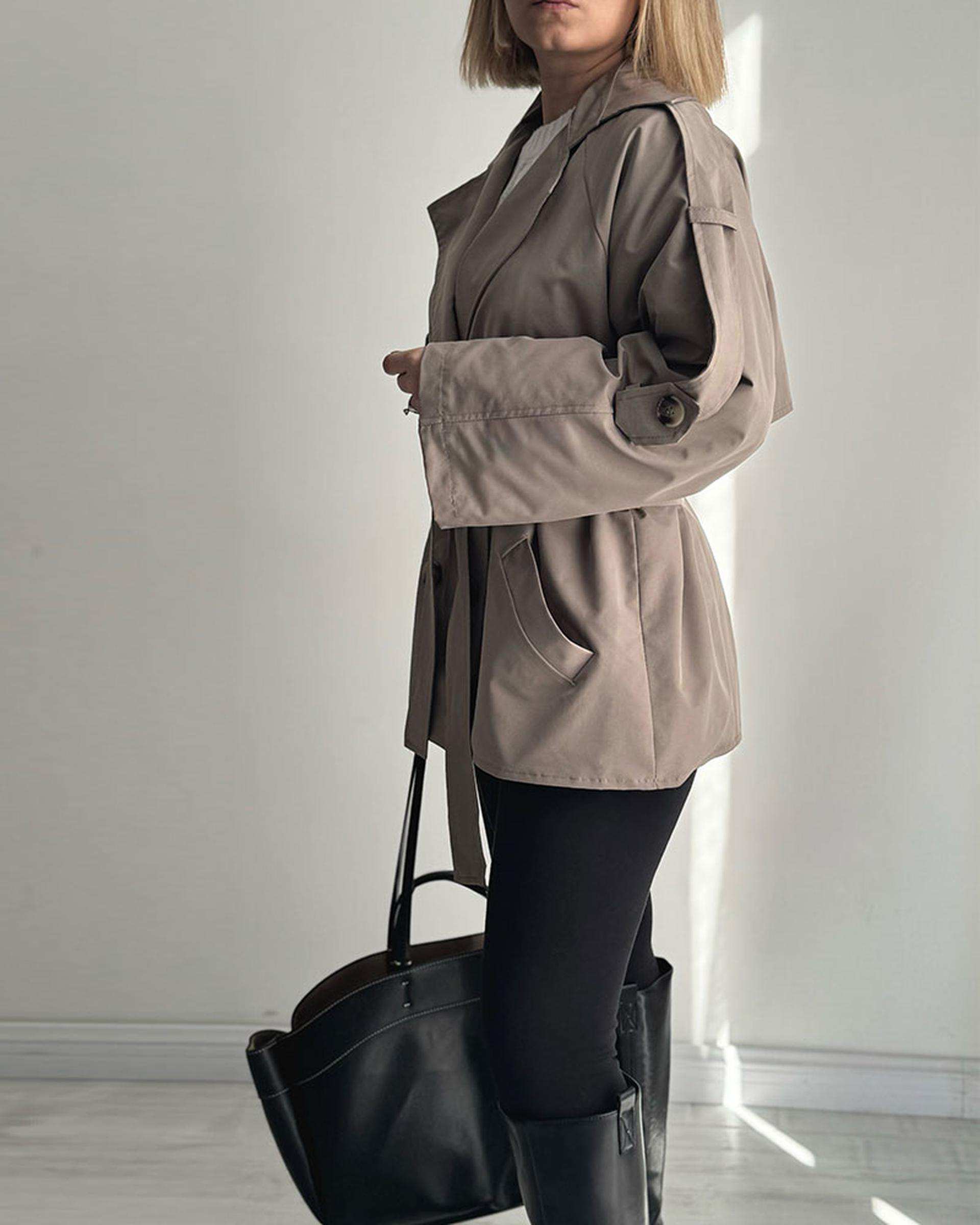 ترنچ کت زنانه قد 80 خاکی نگار ندایی Negar Nedaei مدل Chill