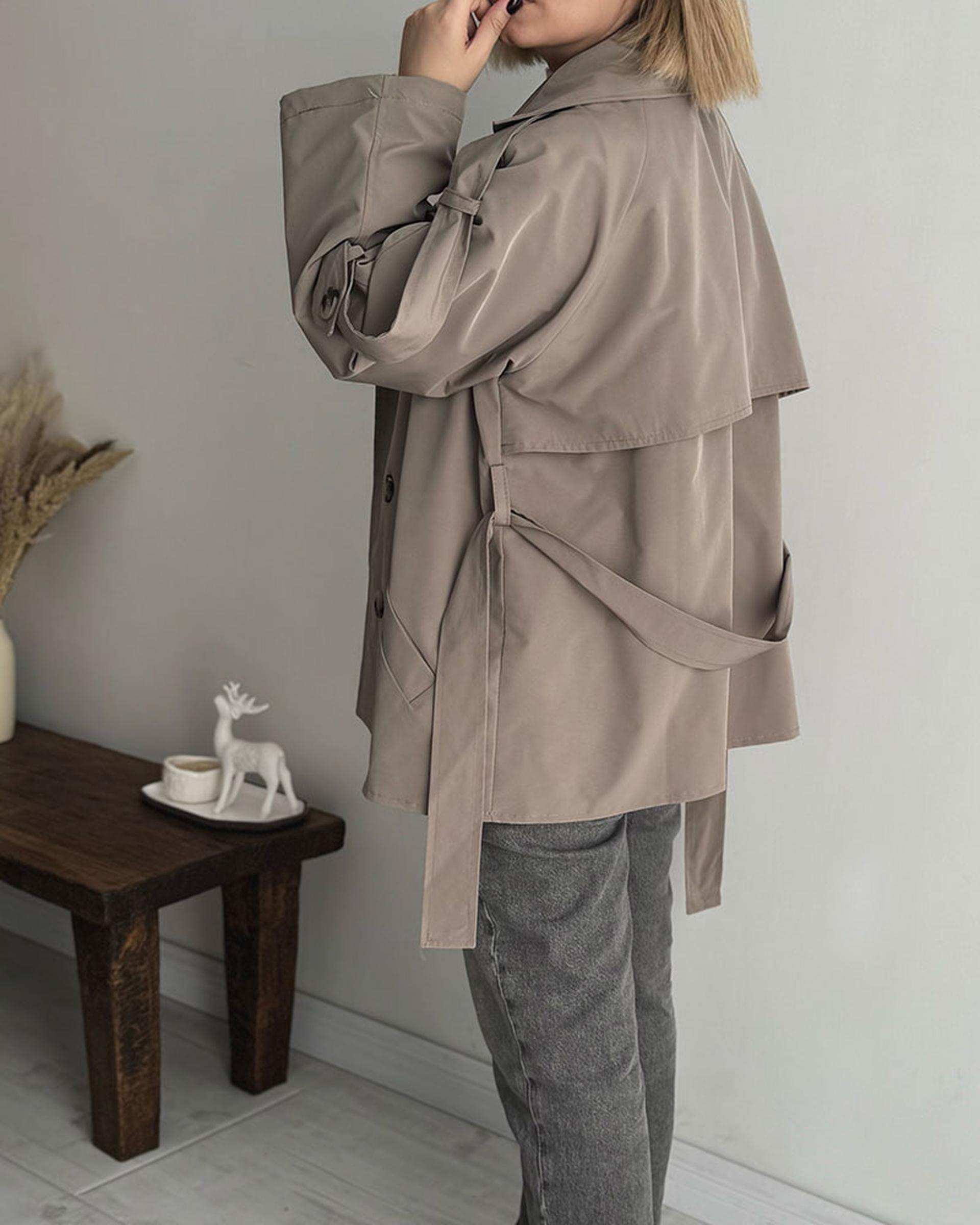 ترنچ کت زنانه قد 80 خاکی نگار ندایی Negar Nedaei مدل Chill