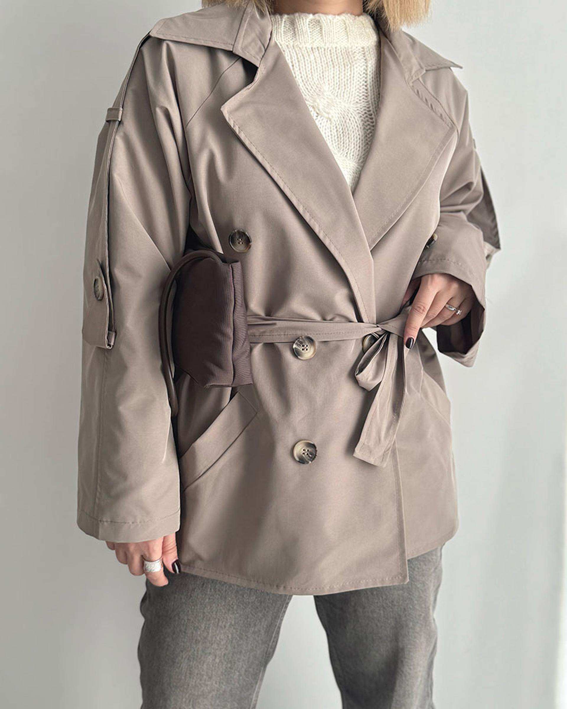 ترنچ کت زنانه قد 80 خاکی نگار ندایی Negar Nedaei مدل Chill