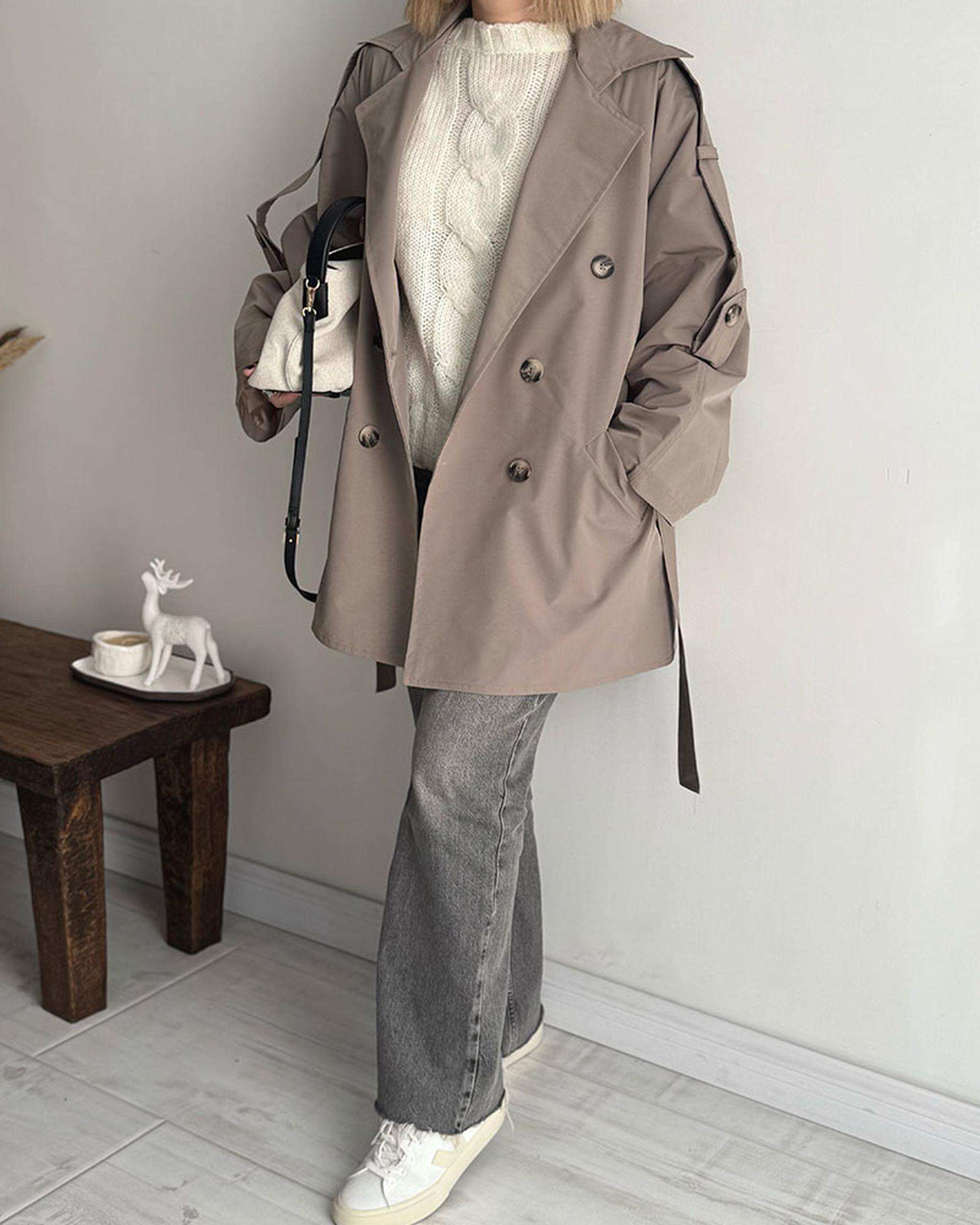 ترنچ کت زنانه قد 80 خاکی نگار ندایی Negar Nedaei مدل Chill