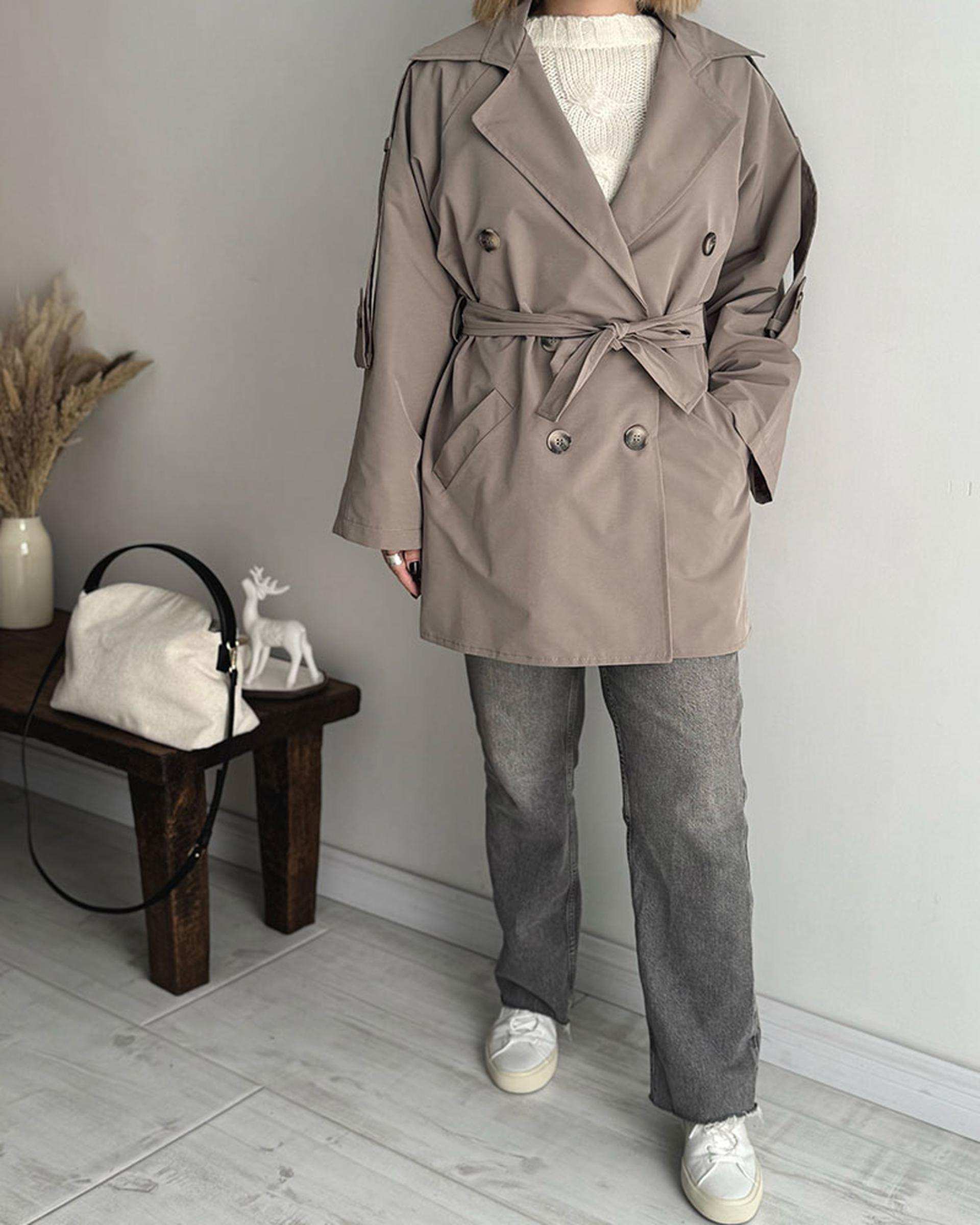 ترنچ کت زنانه قد 90 خاکی نگار ندایی Negar Nedaei مدل Chill