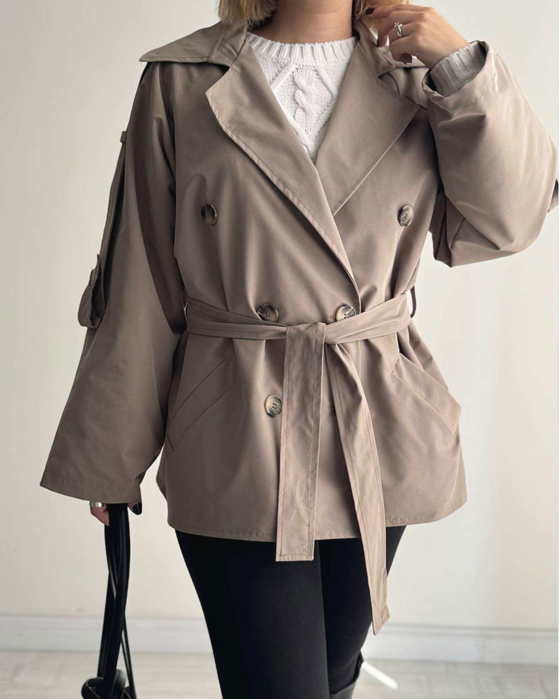 ترنچ کت زنانه قد 90 خاکی نگار ندایی Negar Nedaei مدل Chill