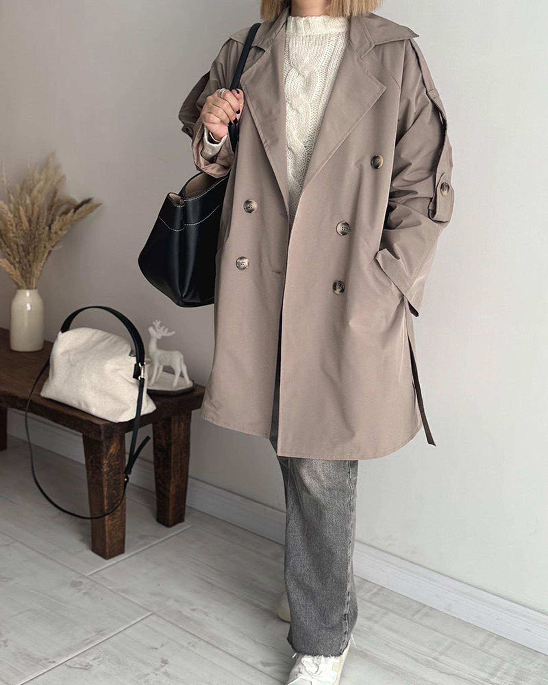 ترنچ کت زنانه قد 90 خاکی نگار ندایی Negar Nedaei مدل Chill