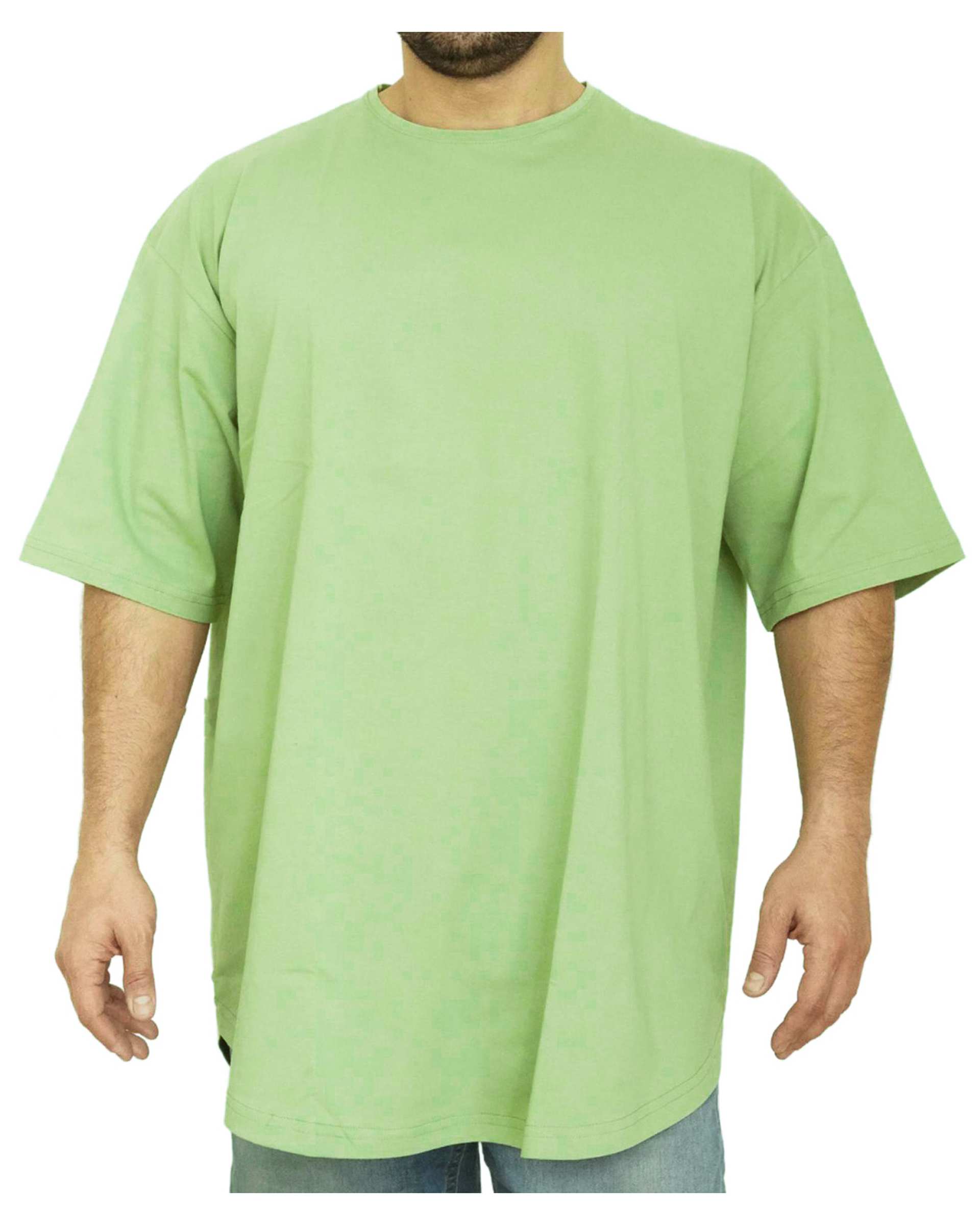 تی شرت مردانه اورسایز سبز پاستیلی سیمپل ورز Simple wears کد TSO690