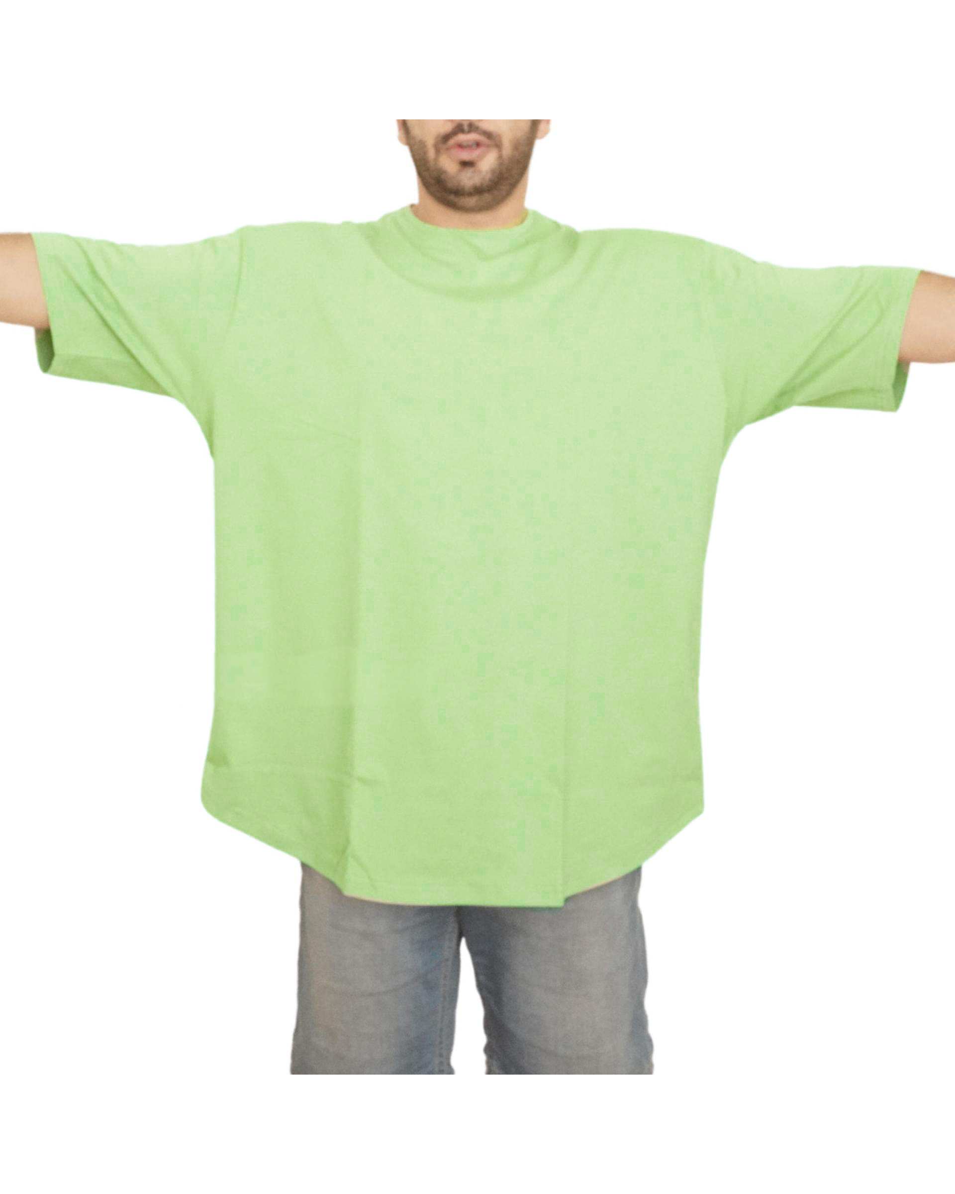 تی شرت مردانه اورسایز سبز پاستیلی سیمپل ورز Simple wears کد TSO690