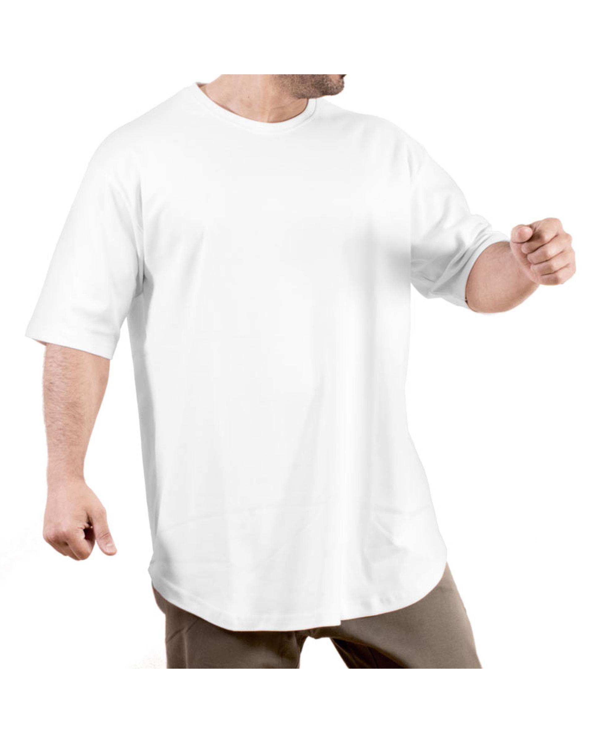 تی شرت مردانه اورسایز سفید سیمپل ورز Simple wears کد TSO690