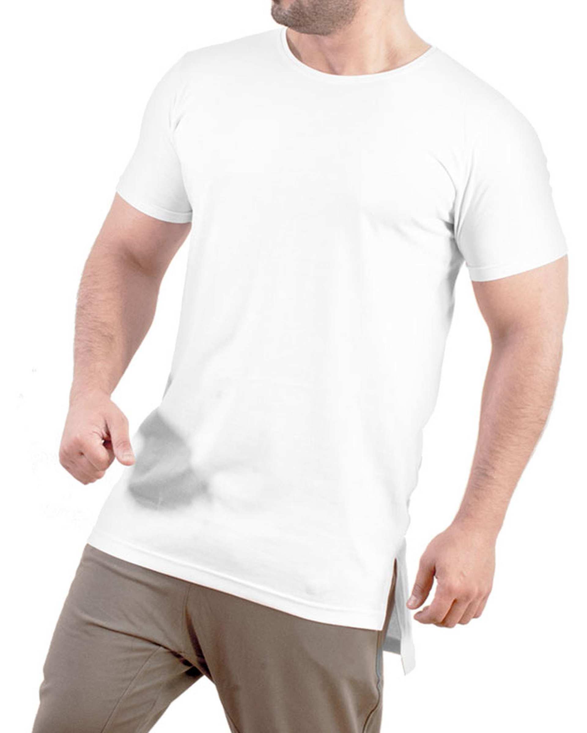 تی شرت مردانه لانگ سفید سیمپل ورز Simple wears کد TLL680