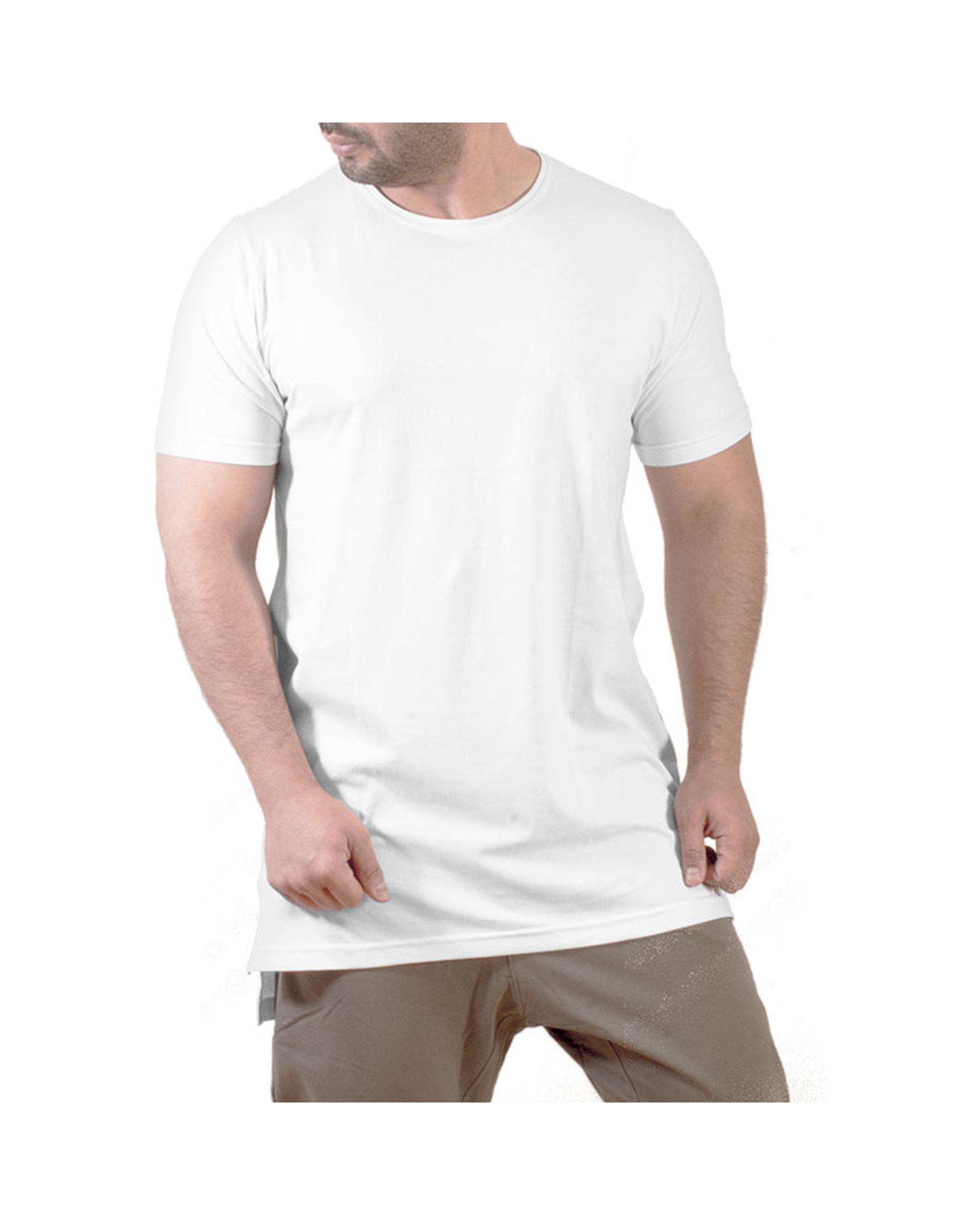 تی شرت مردانه لانگ سفید سیمپل ورز Simple wears کد TLL680