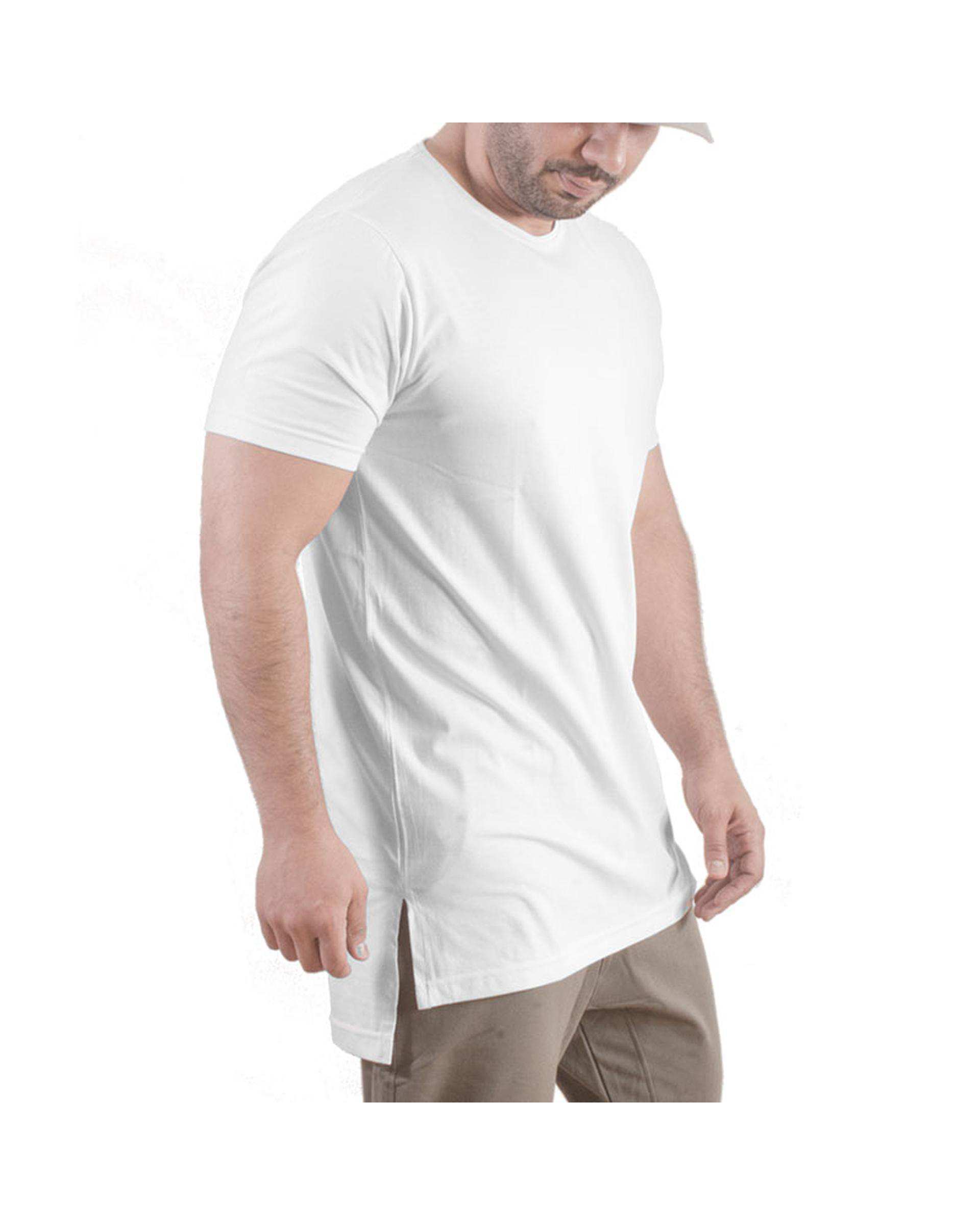 تی شرت مردانه لانگ سفید سیمپل ورز Simple wears کد TLL680