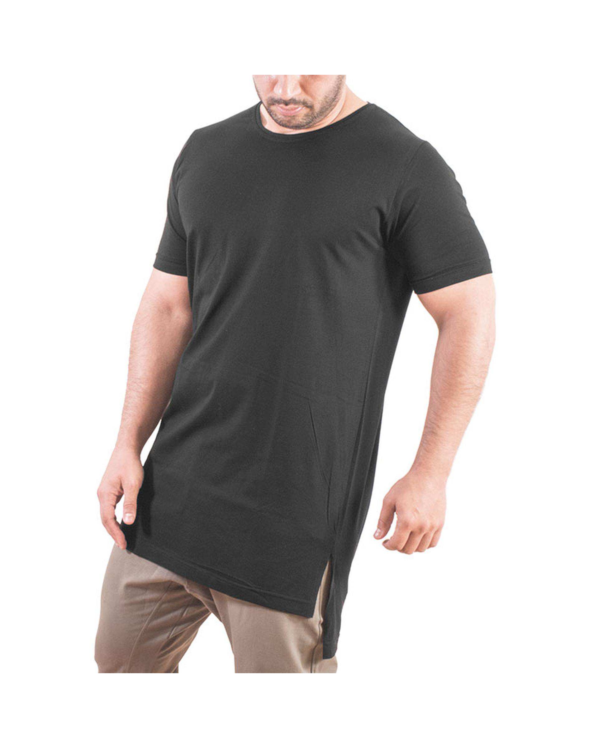 تی شرت مردانه لانگ مشکی سیمپل ورز Simple wears کد TLL680