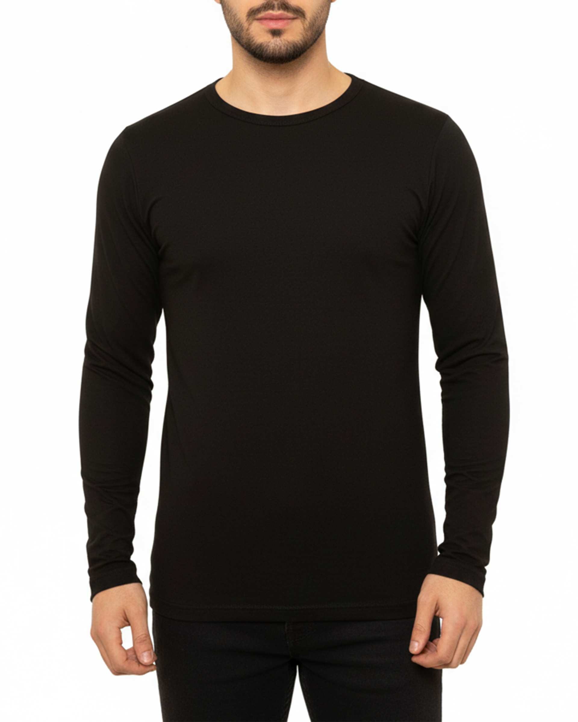 تی شرت آستین بلند مردانه مشکی سیمپل ورز Simple wears کد TOL990