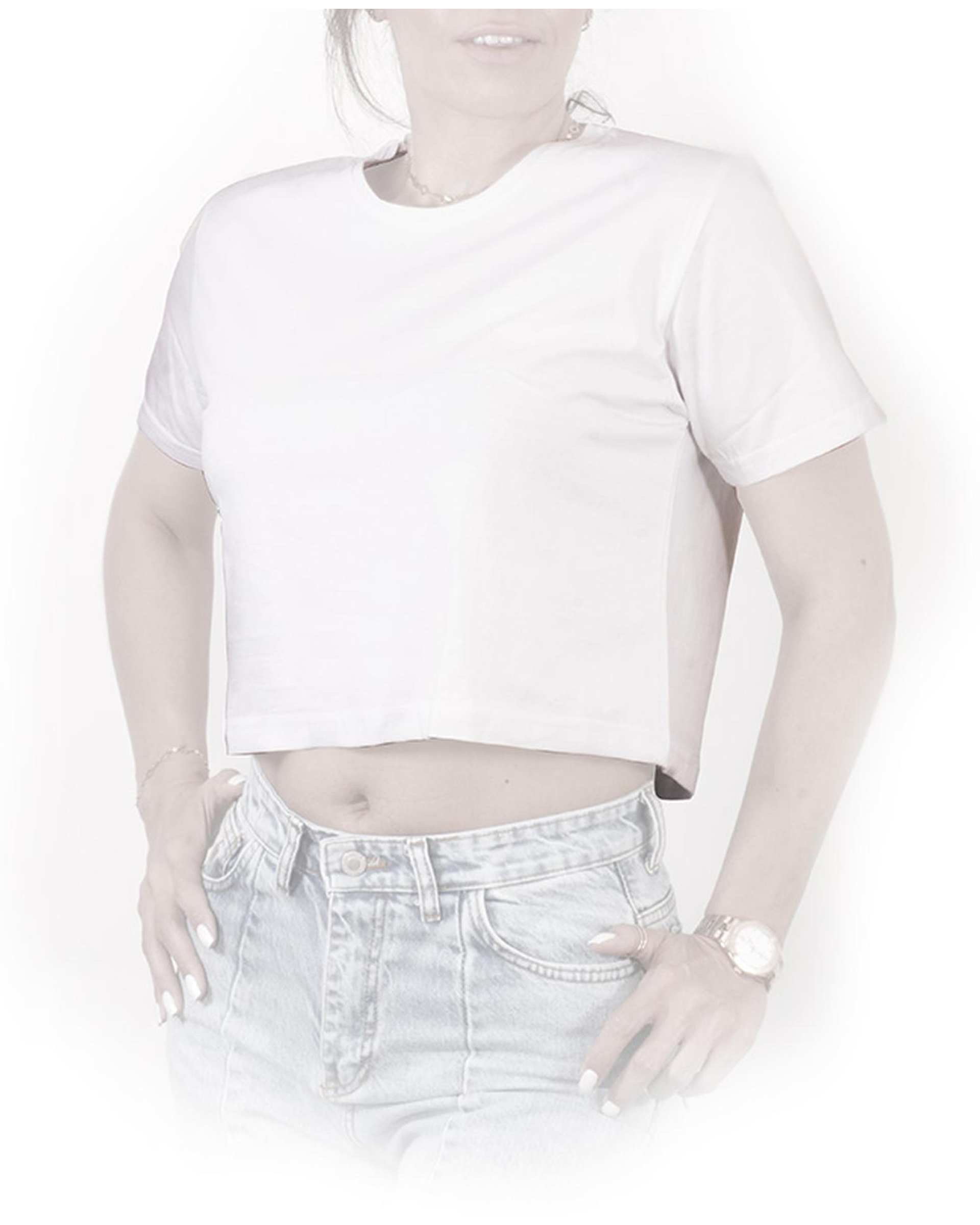 تی شرت کراپ زنانه سفید سیمپل ورز Simple wears کد TCG220