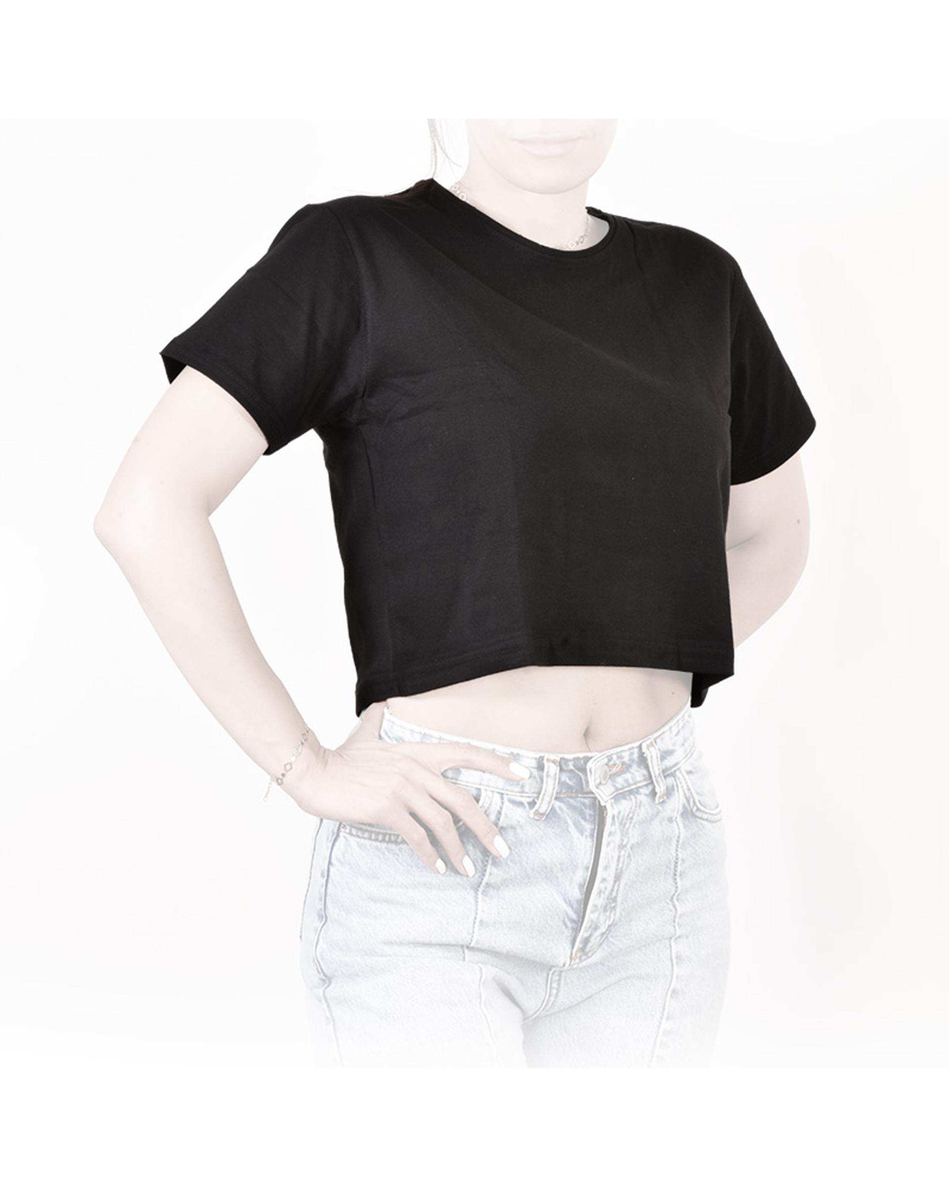 تی شرت کراپ زنانه مشکی سیمپل ورز Simple wears کد TCG220