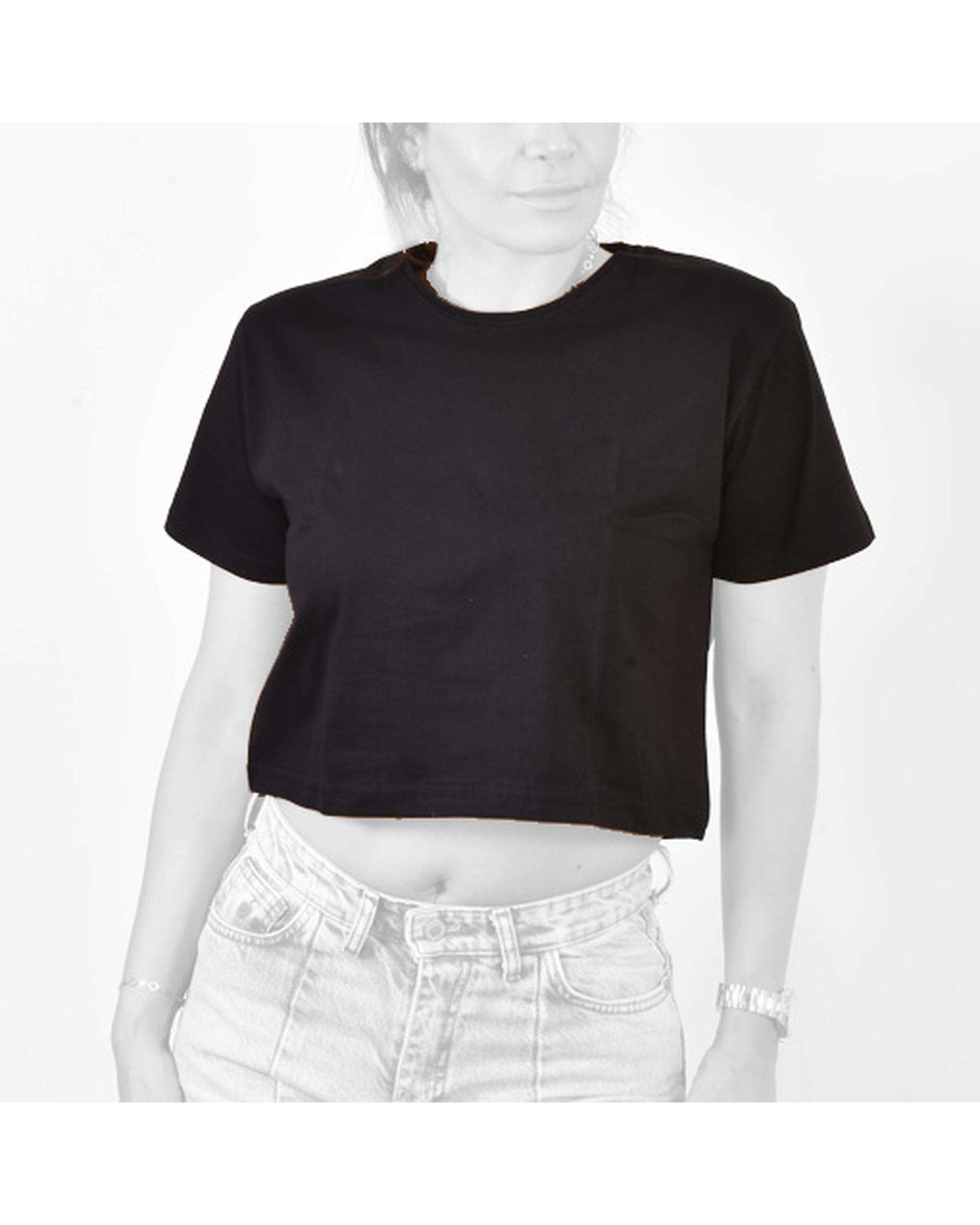 تی شرت کراپ زنانه مشکی سیمپل ورز Simple wears کد TCG220