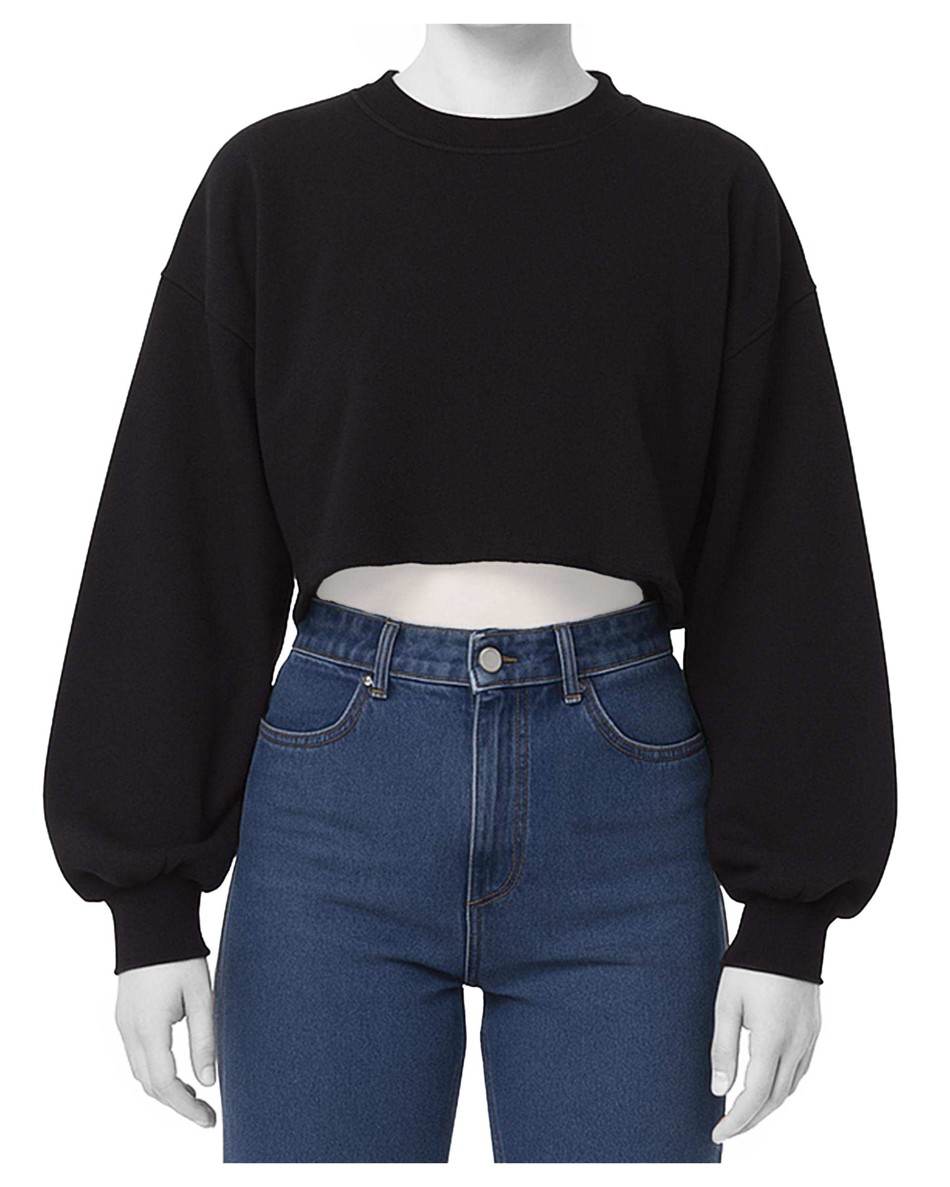 سویشرت کراپ زنانه مشکی فدیکو Fedyco کد 10326099