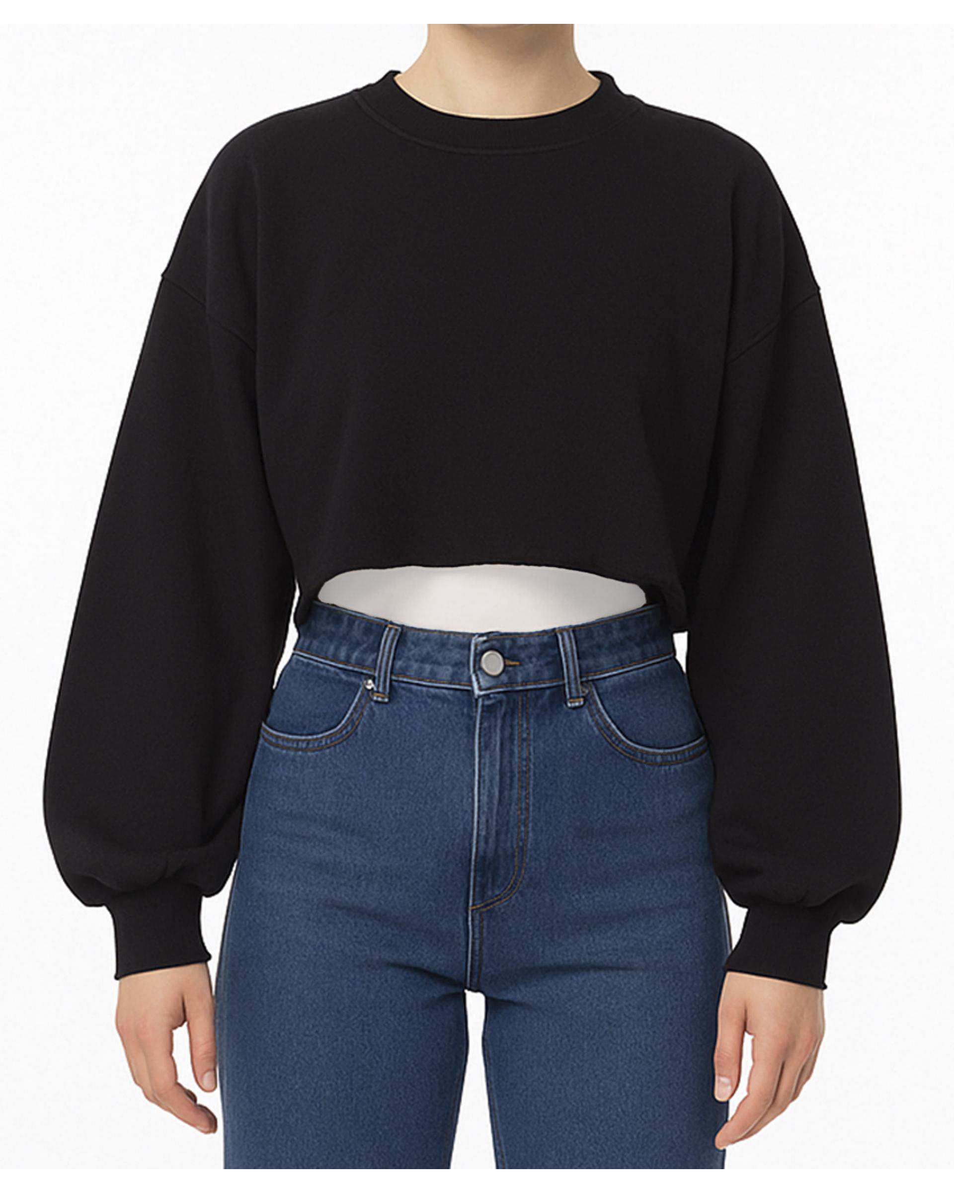 سویشرت کراپ زنانه مشکی فدیکو Fedyco کد 10326099