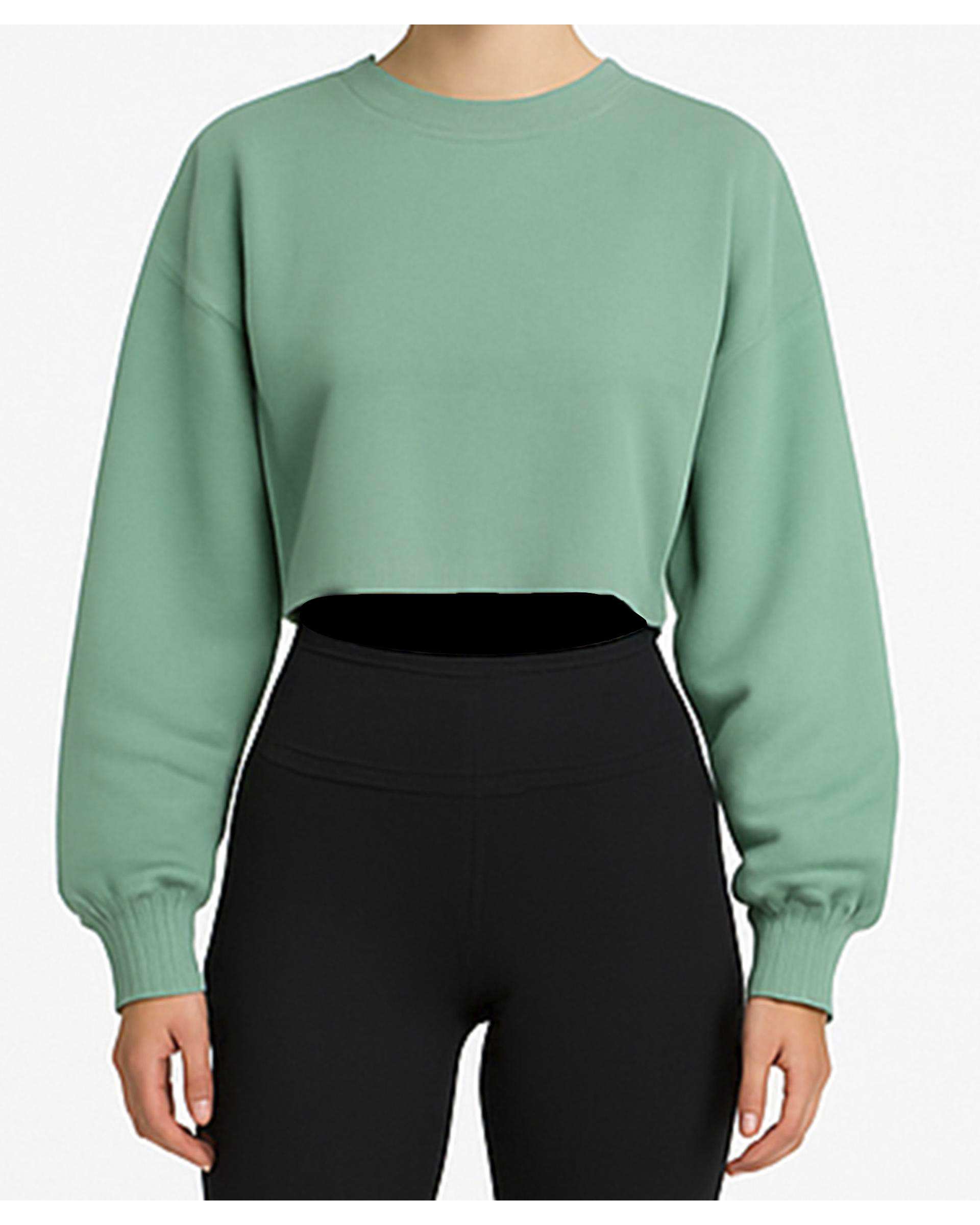 سویشرت کراپ زنانه سبز فدیکو Fedyco کد 10326099