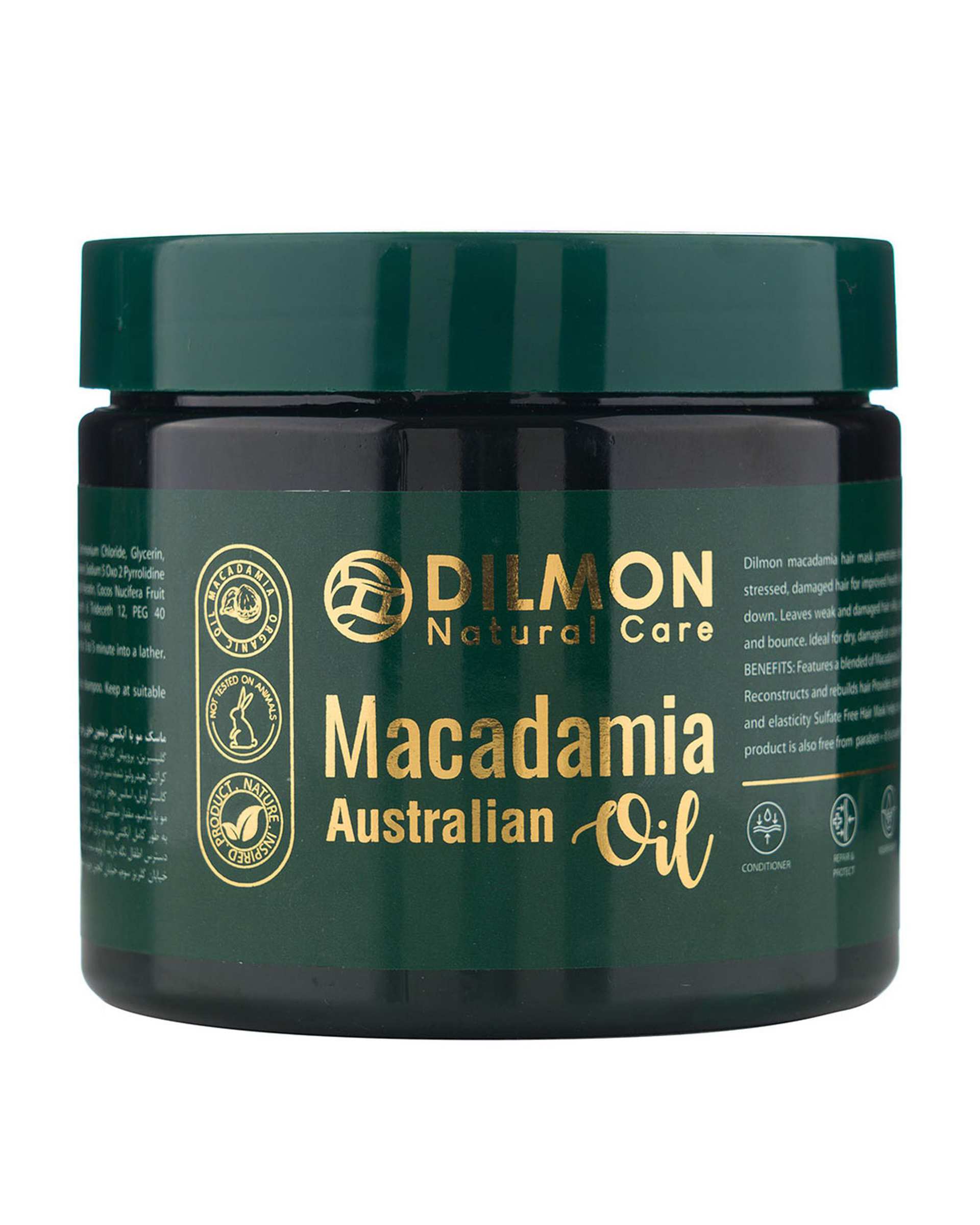 ماسک مو دیلمون Dilmon بدون سولفات حاوی روغن ماکادمیا حجم 400ml