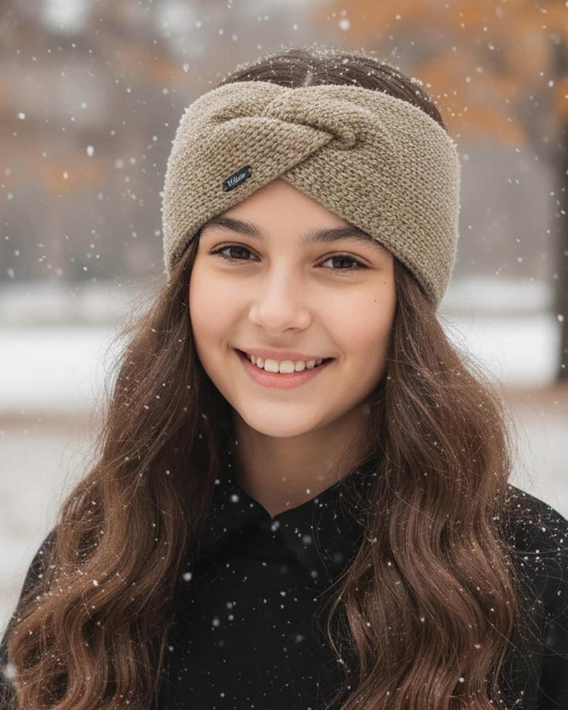 هد بند دخترانه لمه دار کرم تیره ملورینا Melorina کد 42106