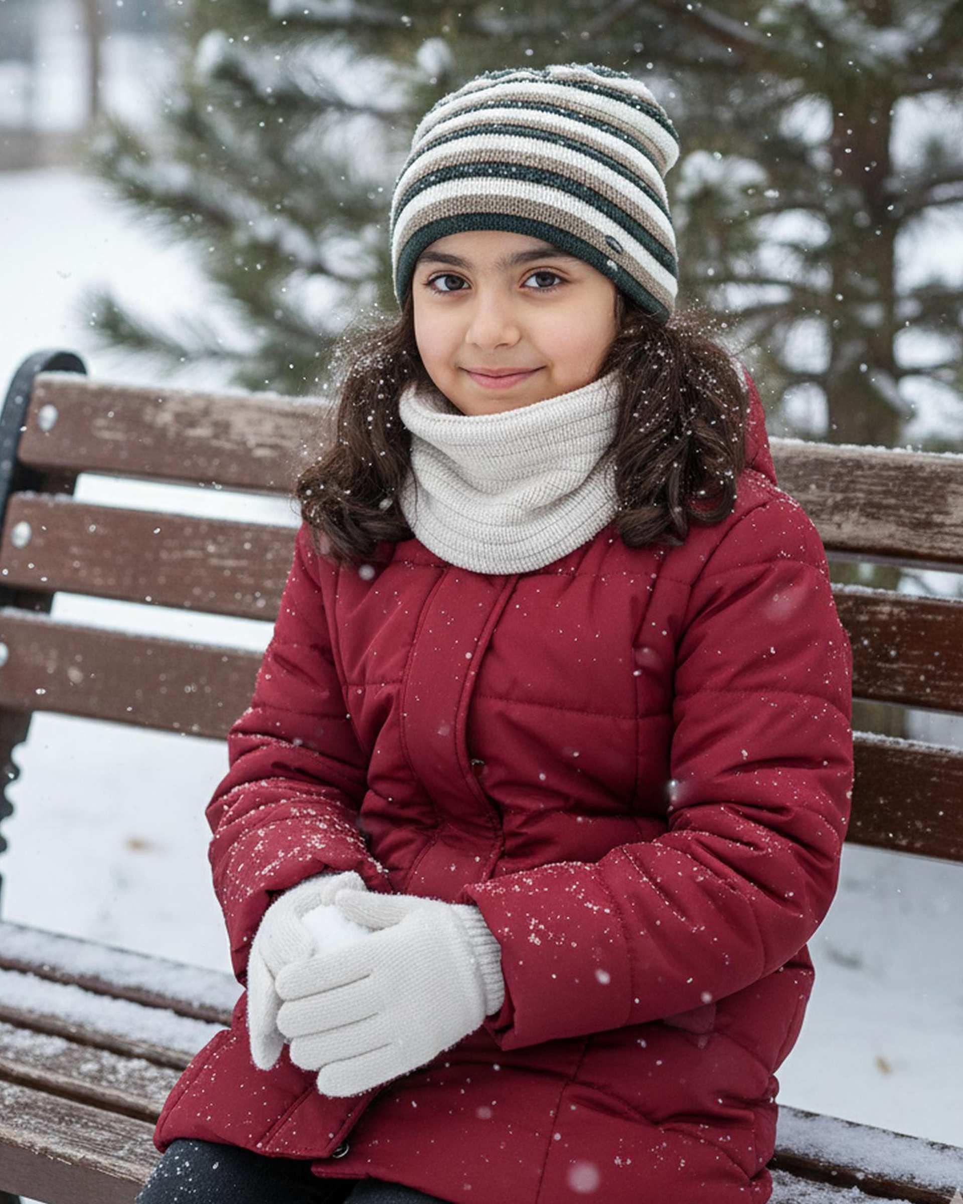 ست سه تکه کلاه و شال گردن و دستکش بچگانه کرم ملورینا Melorina کد 42108