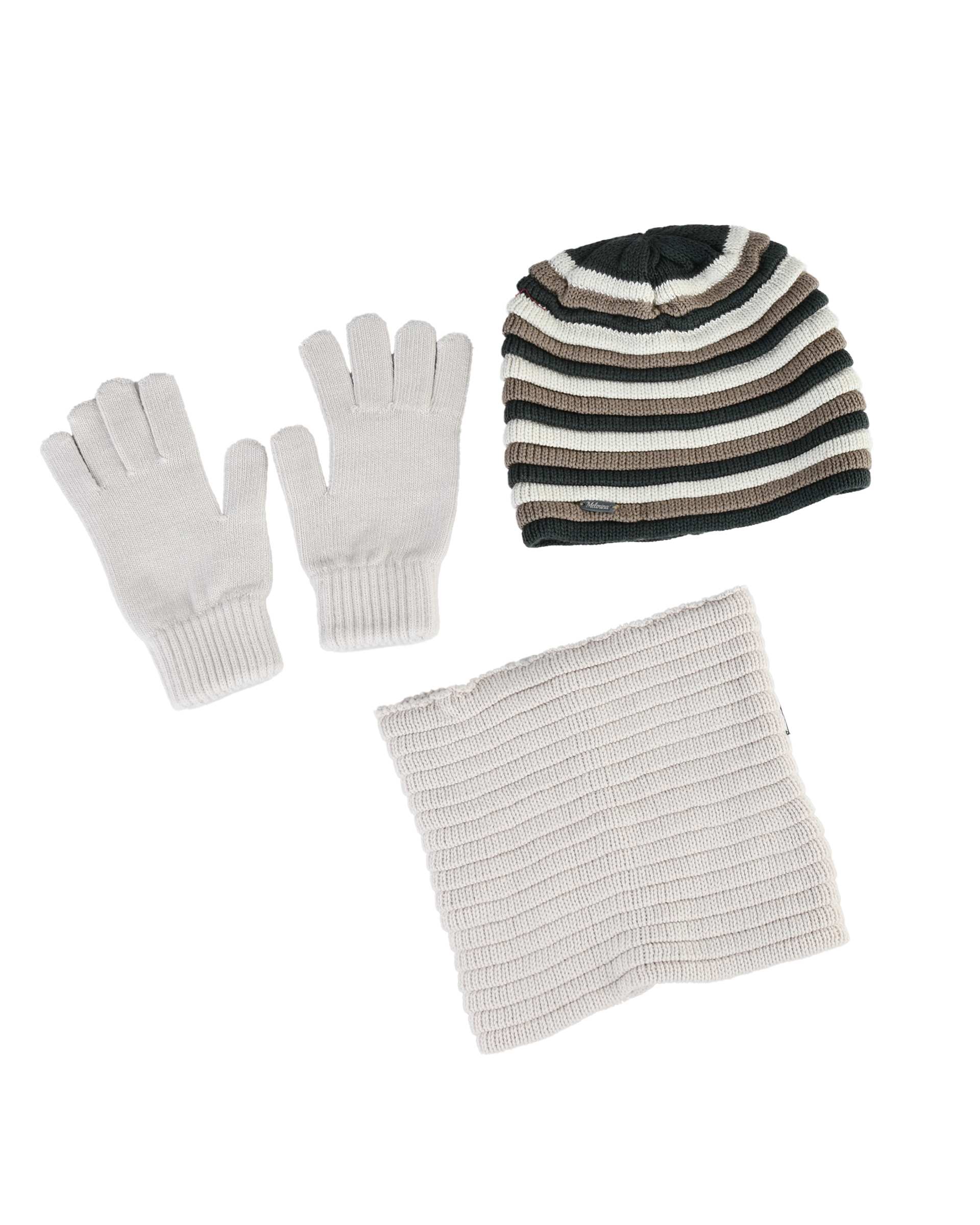 ست سه تکه کلاه و شال گردن و دستکش بچگانه کرم ملورینا Melorina کد 42108