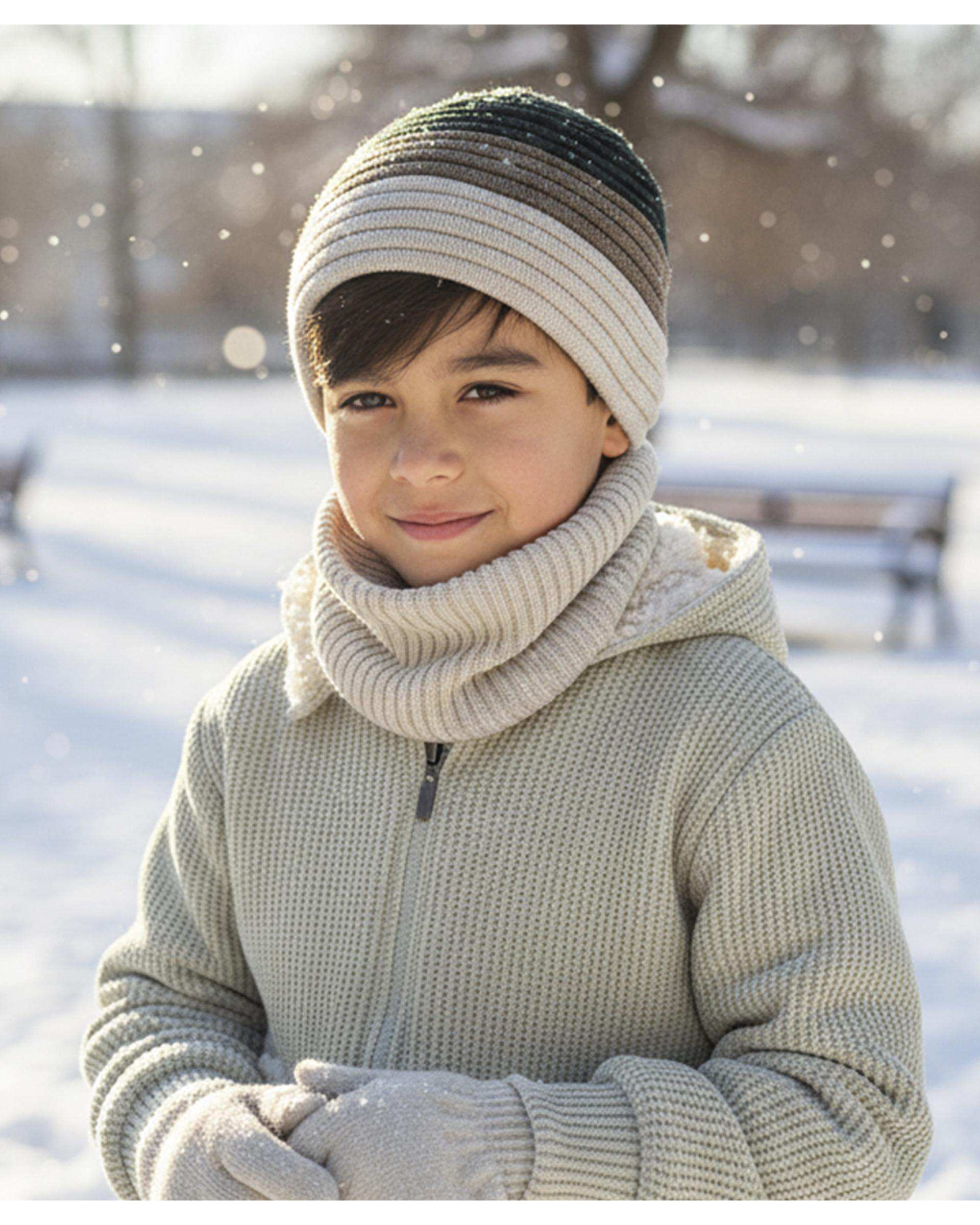 ست سه تکه کلاه و شال گردن و دستکش بچگانه کرم سبز ملورینا Melorina کد 42108