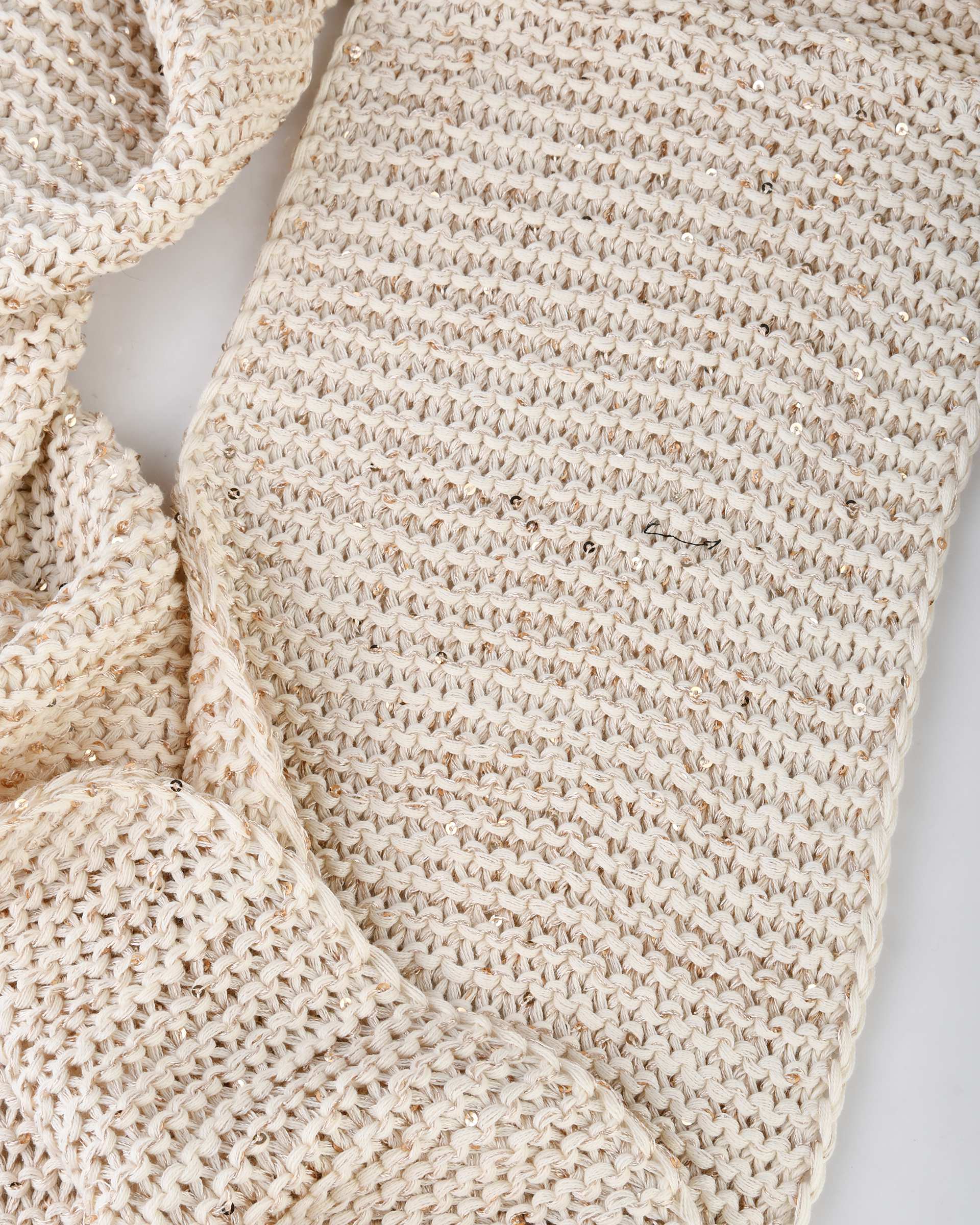 ست کلاه و شال گردن دخترانه ریپ پولک دار کرم ملورینا Melorina کد 2109