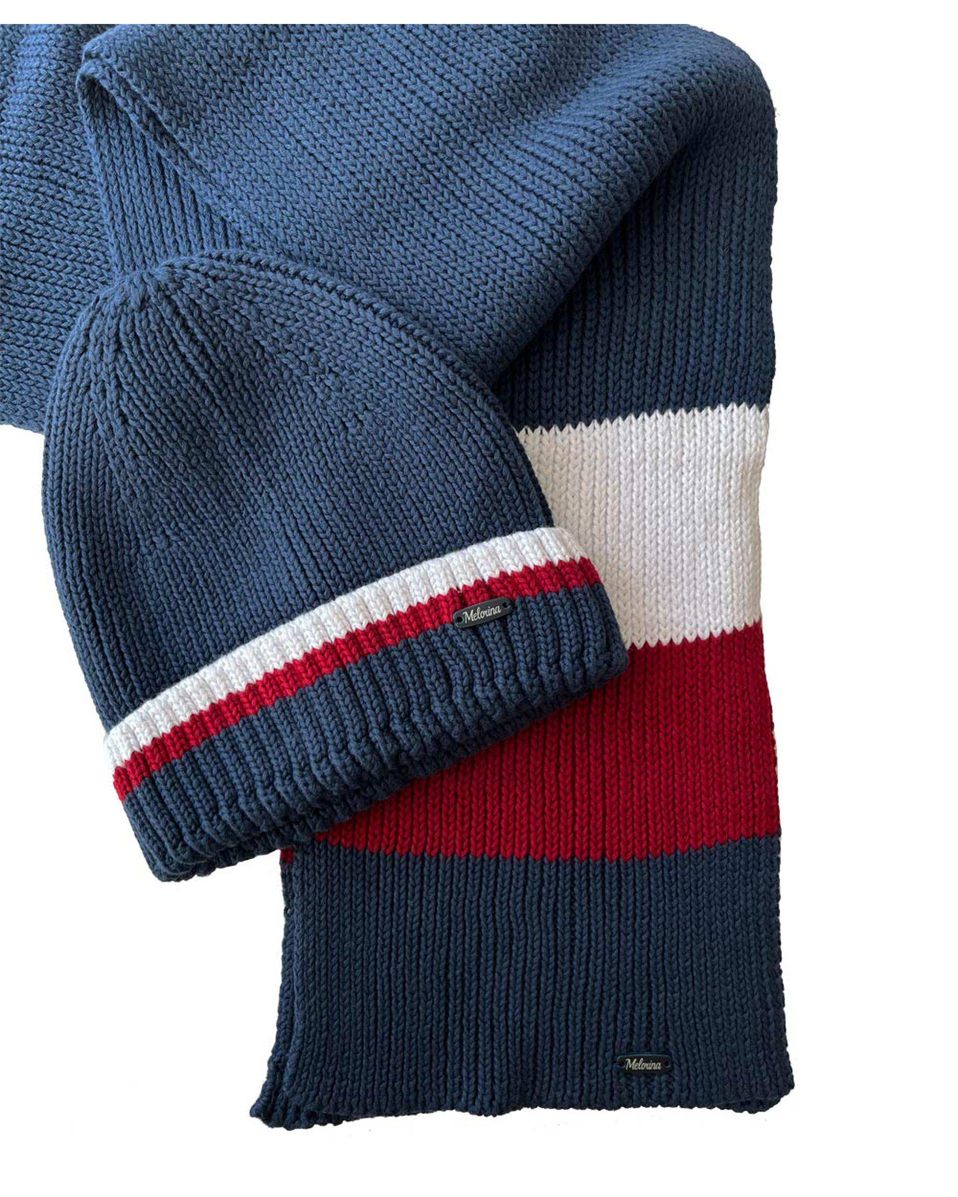 ست کلاه و شال گردن بچگانه ملورینا Melorina طرح ریپ حاشیه کد 09202