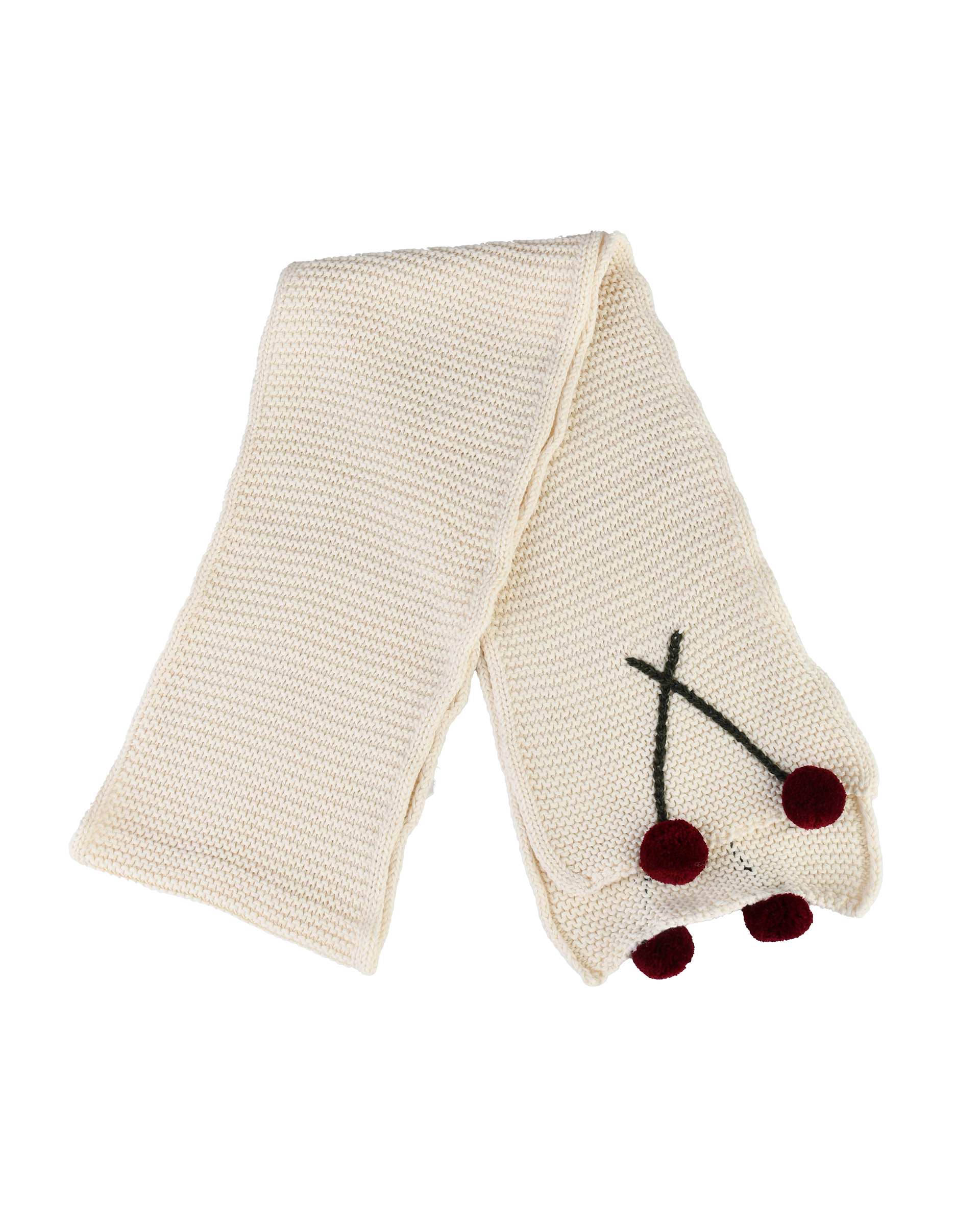 ست کلاه و شال گردن دخترانه شیری ملورینا Melorina طرح گیلاس کد 9111