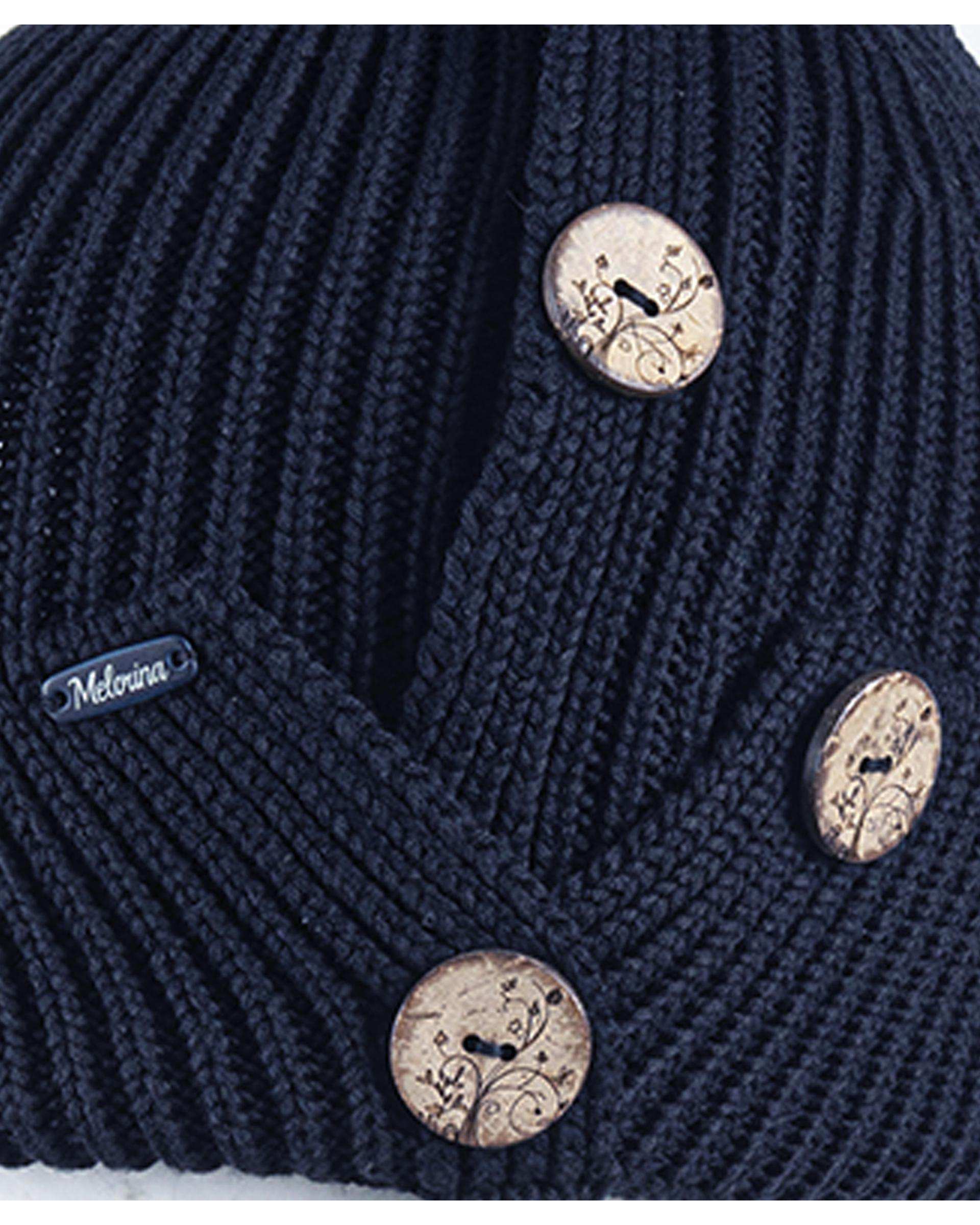 کلاه دخترانه تک دکمه دار سرمه ای ملورینا Melorina کد 09112