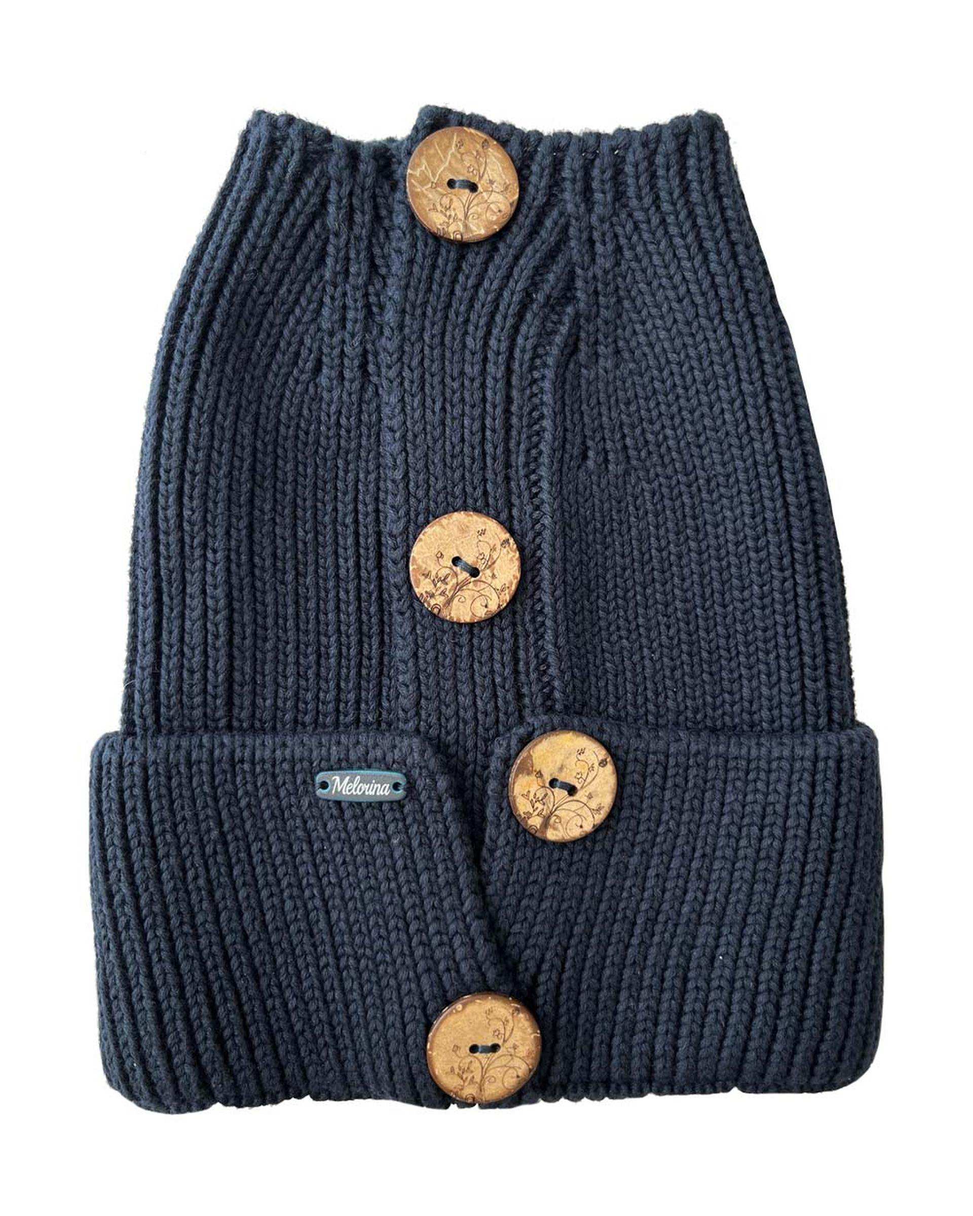 کلاه دخترانه تک دکمه دار سرمه ای ملورینا Melorina کد 09112