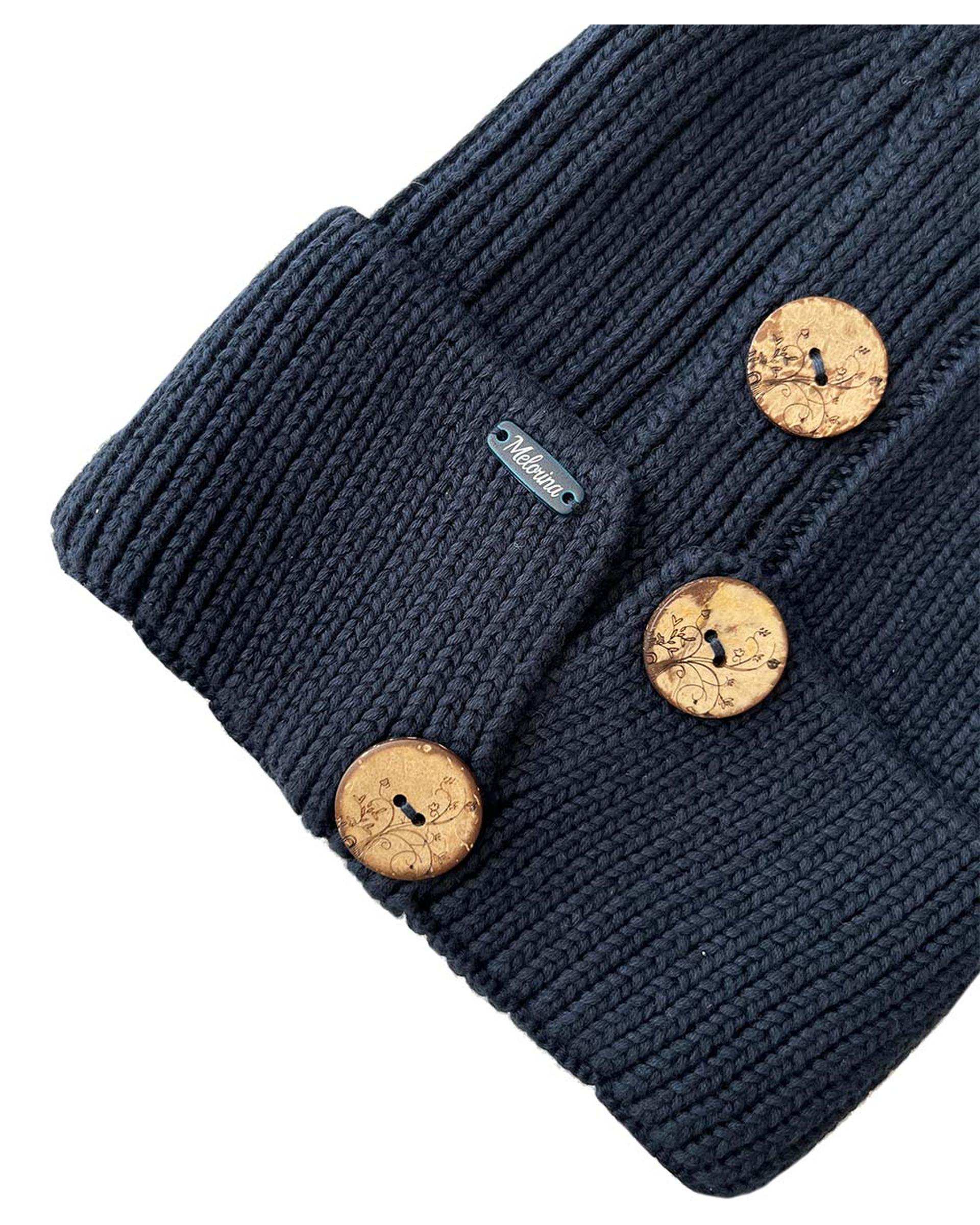 کلاه دخترانه تک دکمه دار سرمه ای ملورینا Melorina کد 09112