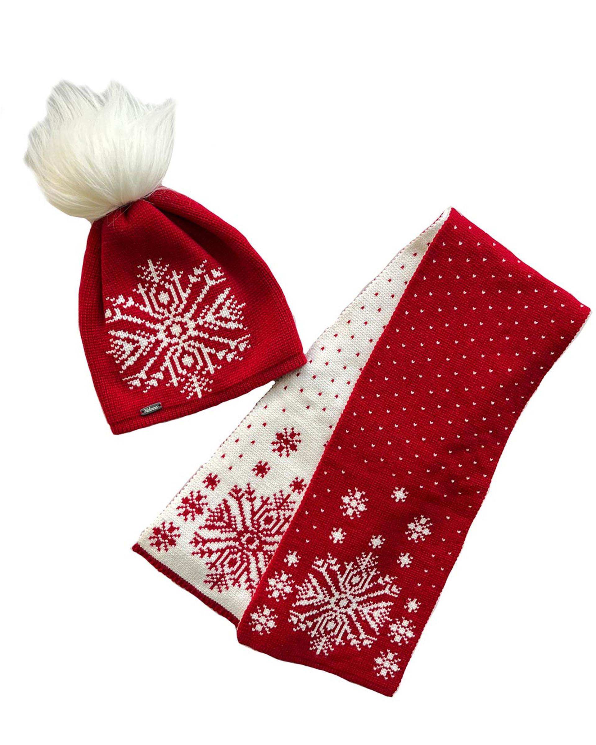 ست کلاه و شال گردن دورو بچگانه دونه برفی قرمز سفید ملورینا Melorina کد 09321