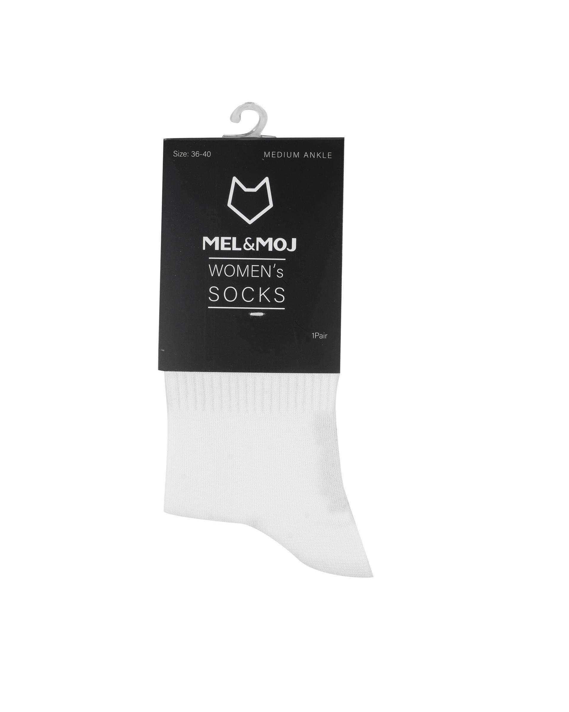 جوراب ساق بلند زنانه سفید مل اند موژ Mel & Moj کد W08920