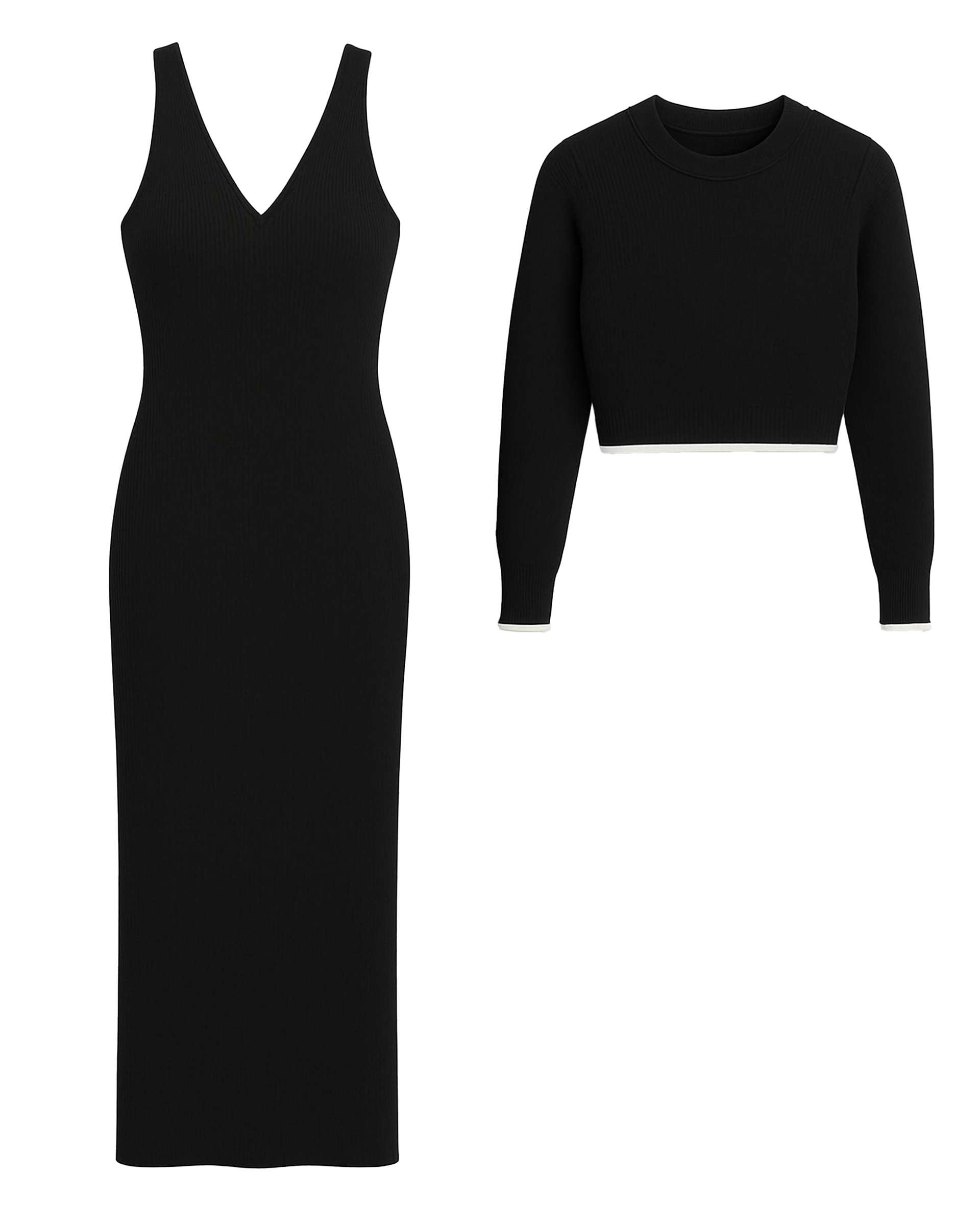 ست پیراهن و بلوز کراپ بافت زنانه مشکی ورشه Vershe مدل سوگل 2