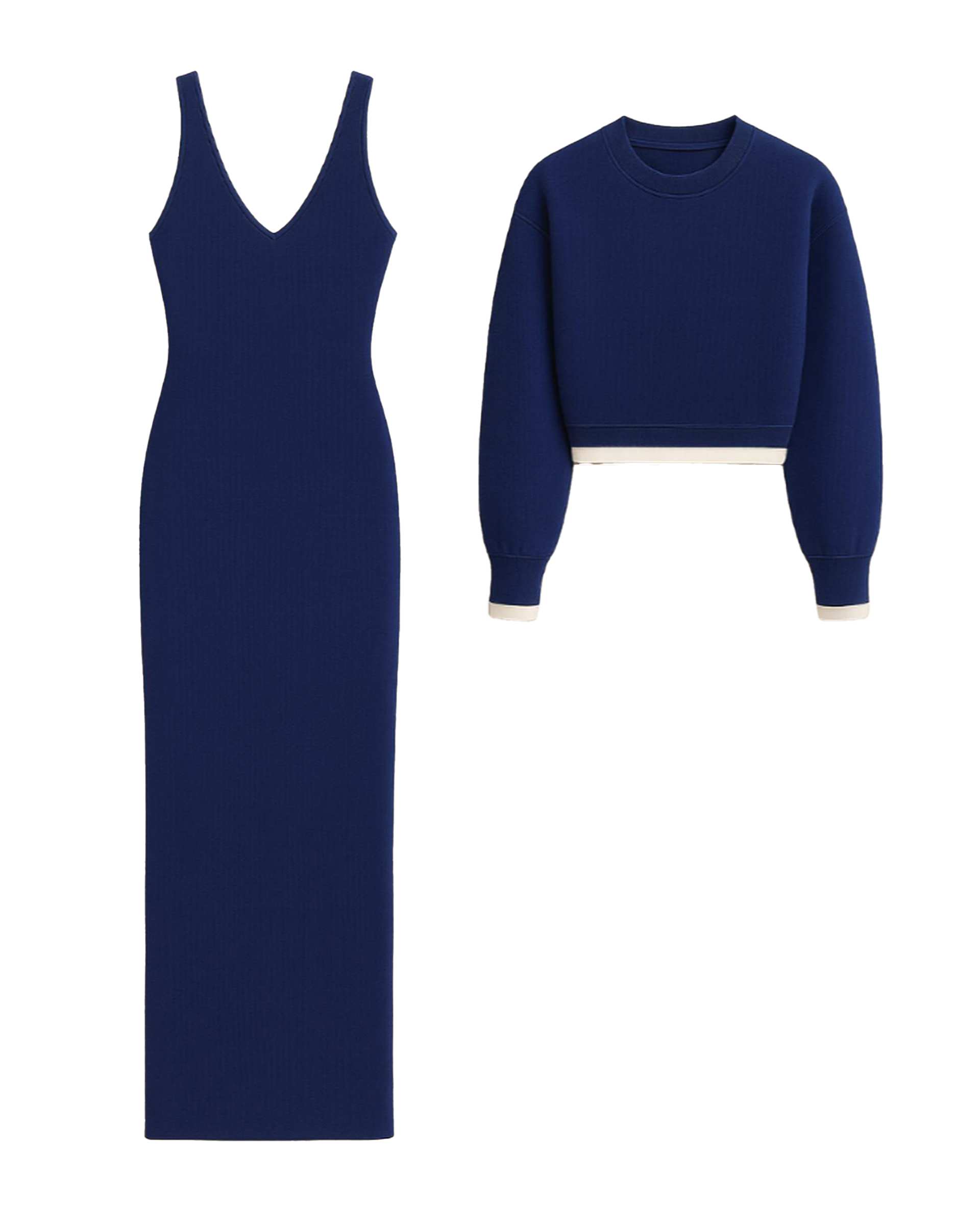 ست پیراهن و بلوز کراپ بافت زنانه سرمه ای ورشه Vershe مدل سوگل 3