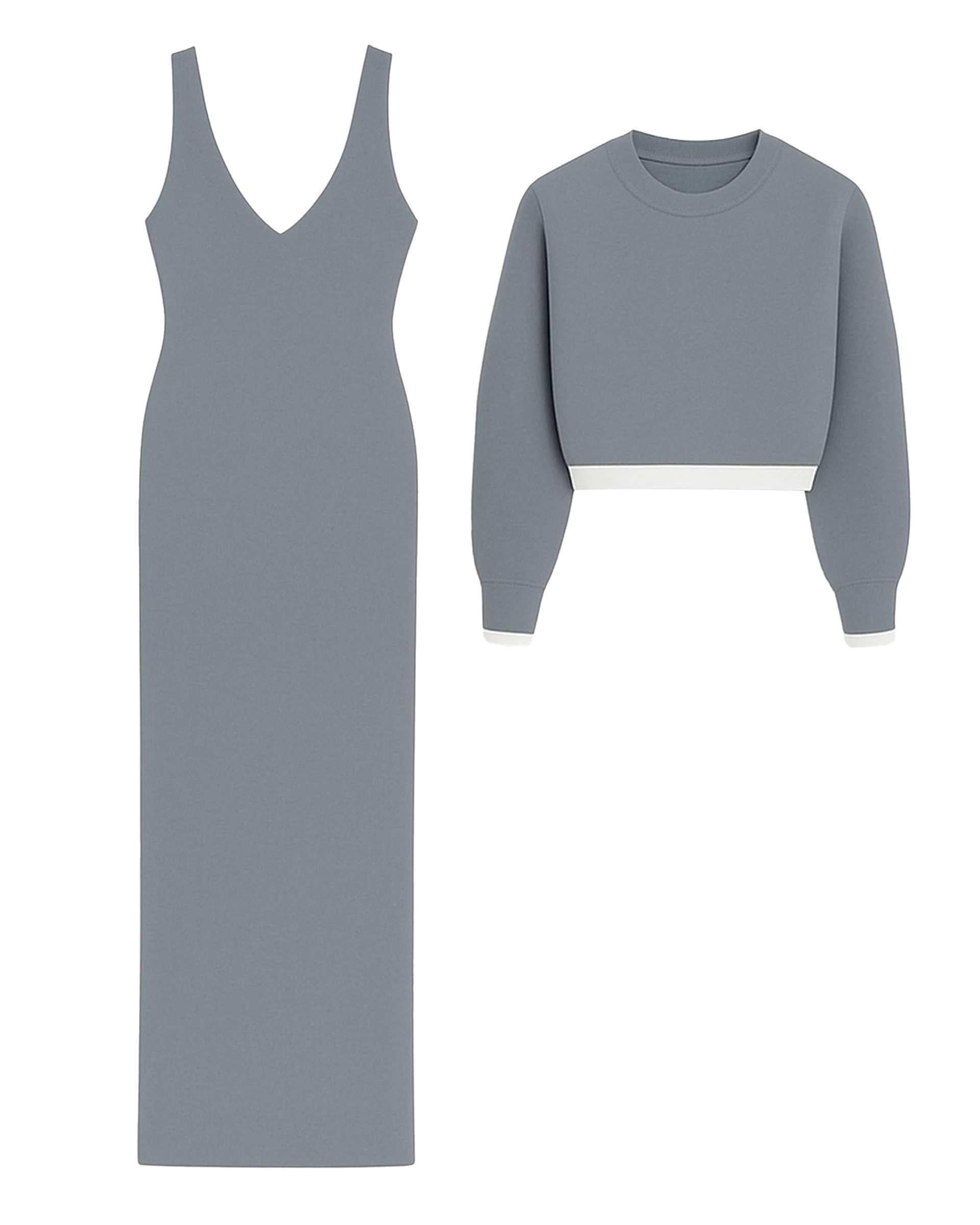 ست پیراهن و بلوز کراپ بافت زنانه طوسی ورشه Vershe مدل سوگل 5