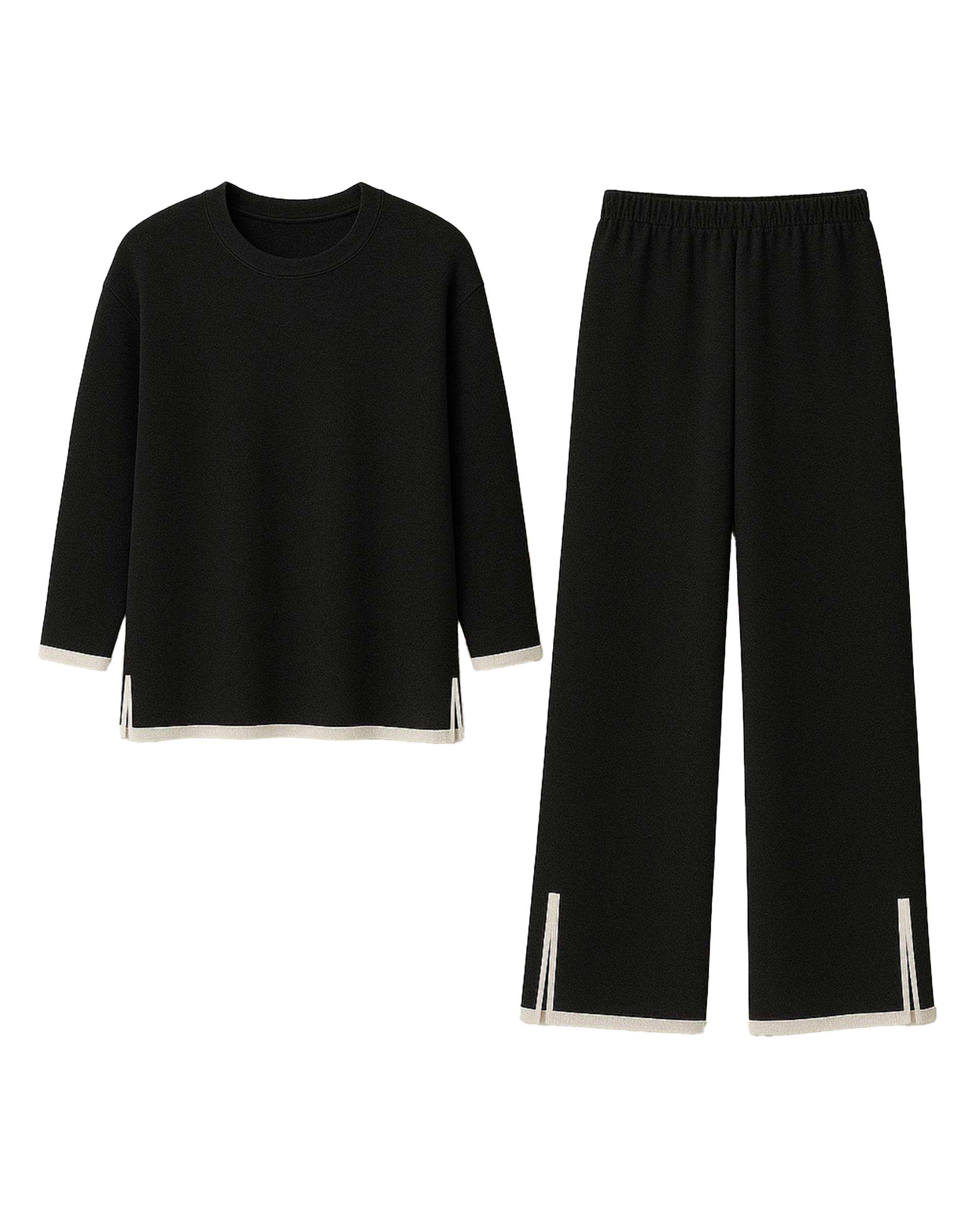 ست پلیور و شلوار بافت زنانه مشکی ورشه Vershe مدل نسترن 1