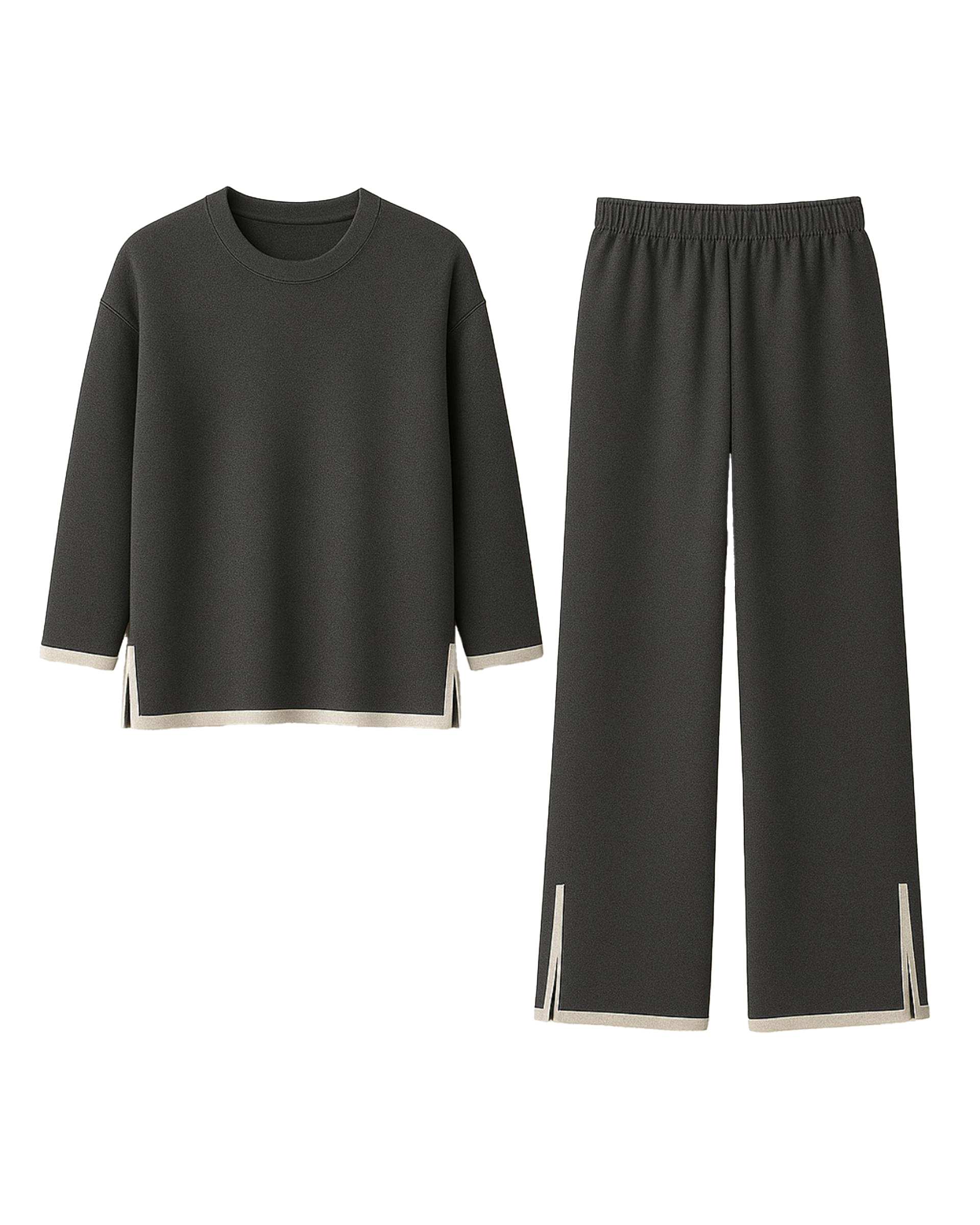 ست پلیور و شلوار بافت زنانه زغالی ورشه Vershe مدل نسترن 2