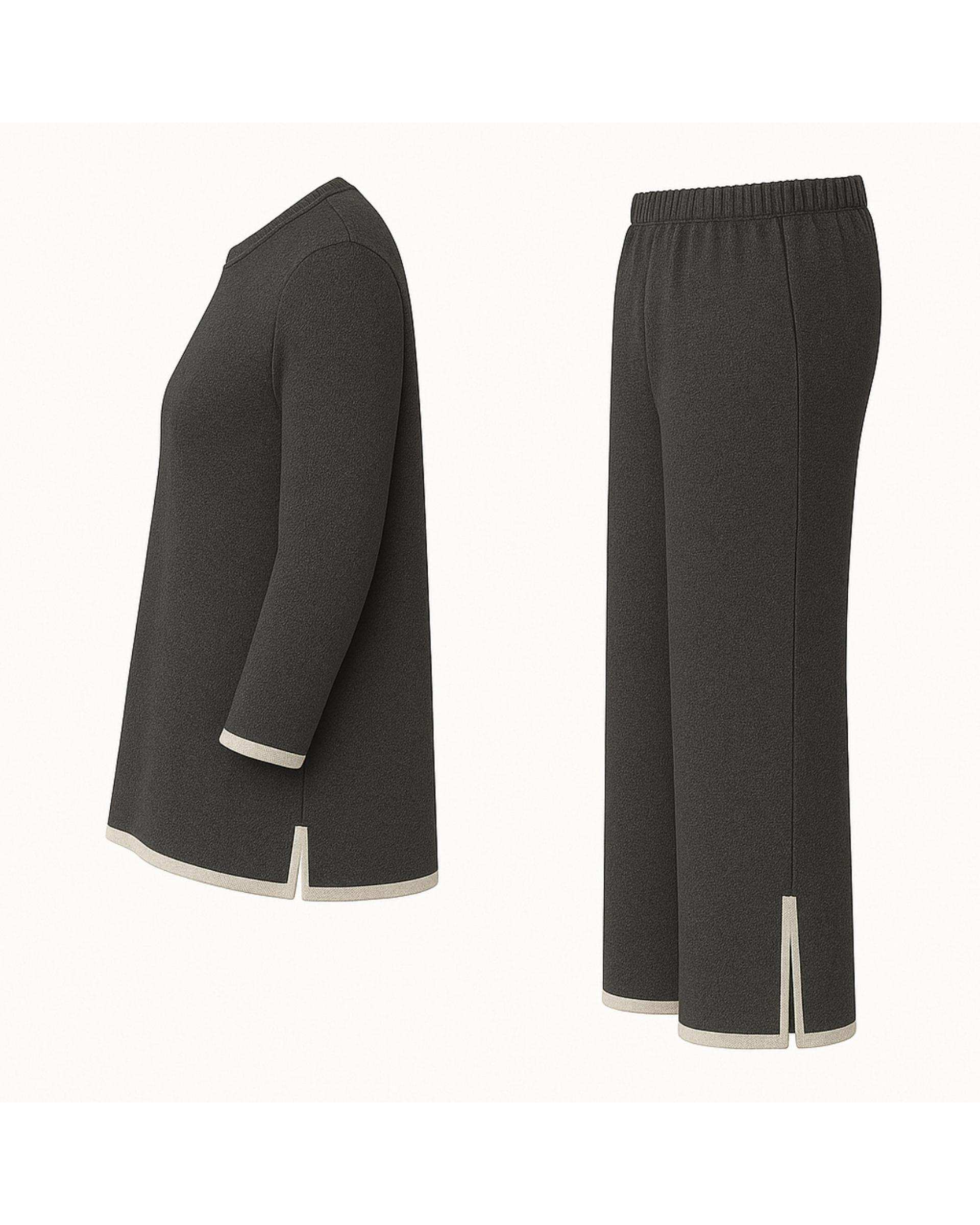 ست پلیور و شلوار بافت زنانه زغالی ورشه Vershe مدل نسترن 2