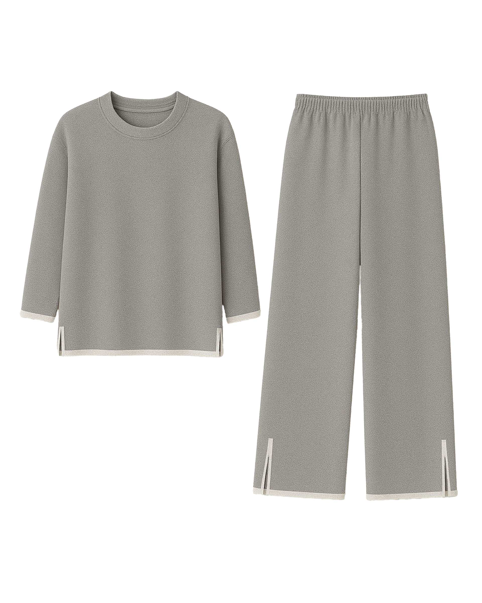 ست پلیور و شلوار بافت زنانه طوسی ورشه Vershe مدل نسترن 3