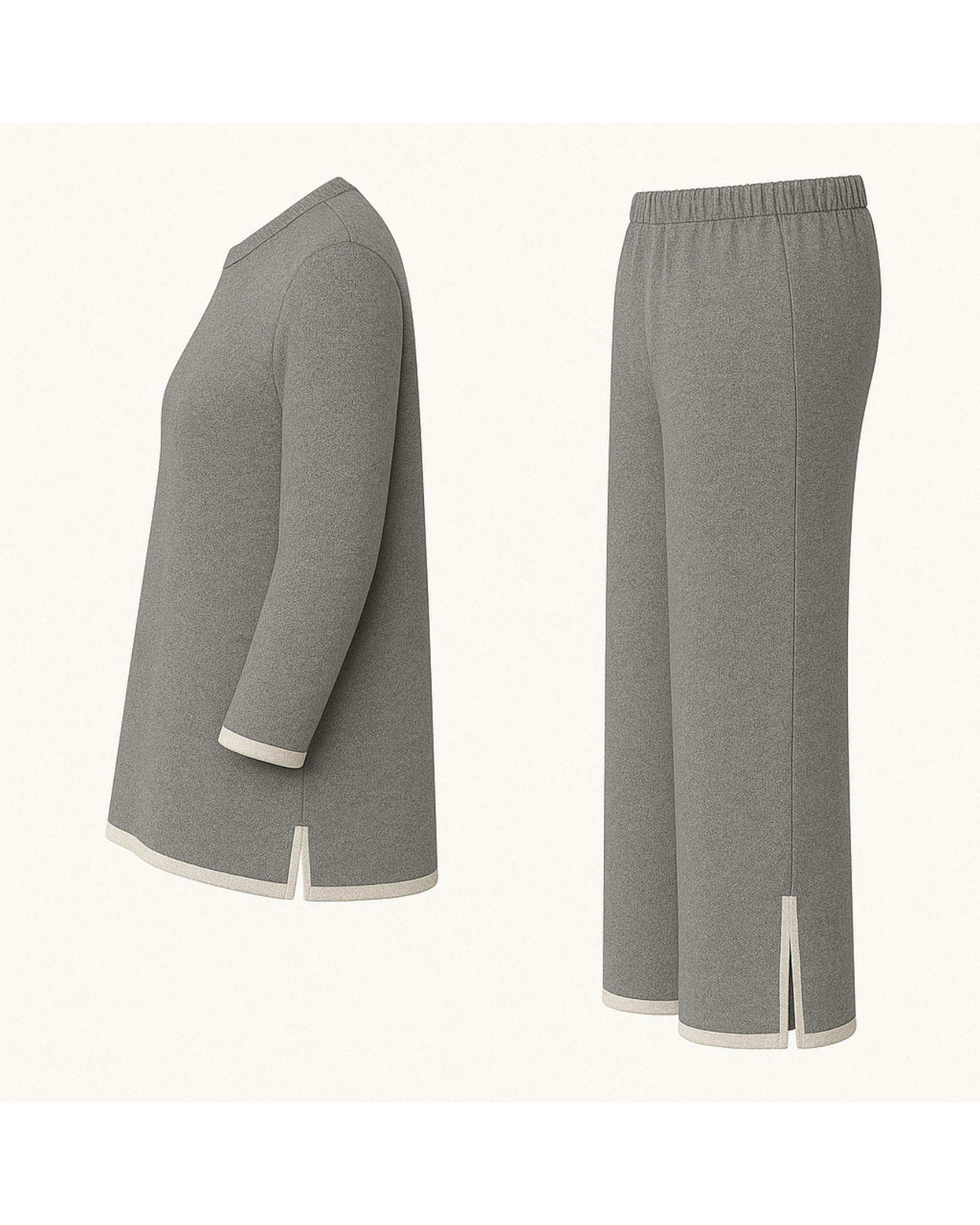 ست پلیور و شلوار بافت زنانه طوسی ورشه Vershe مدل نسترن 3