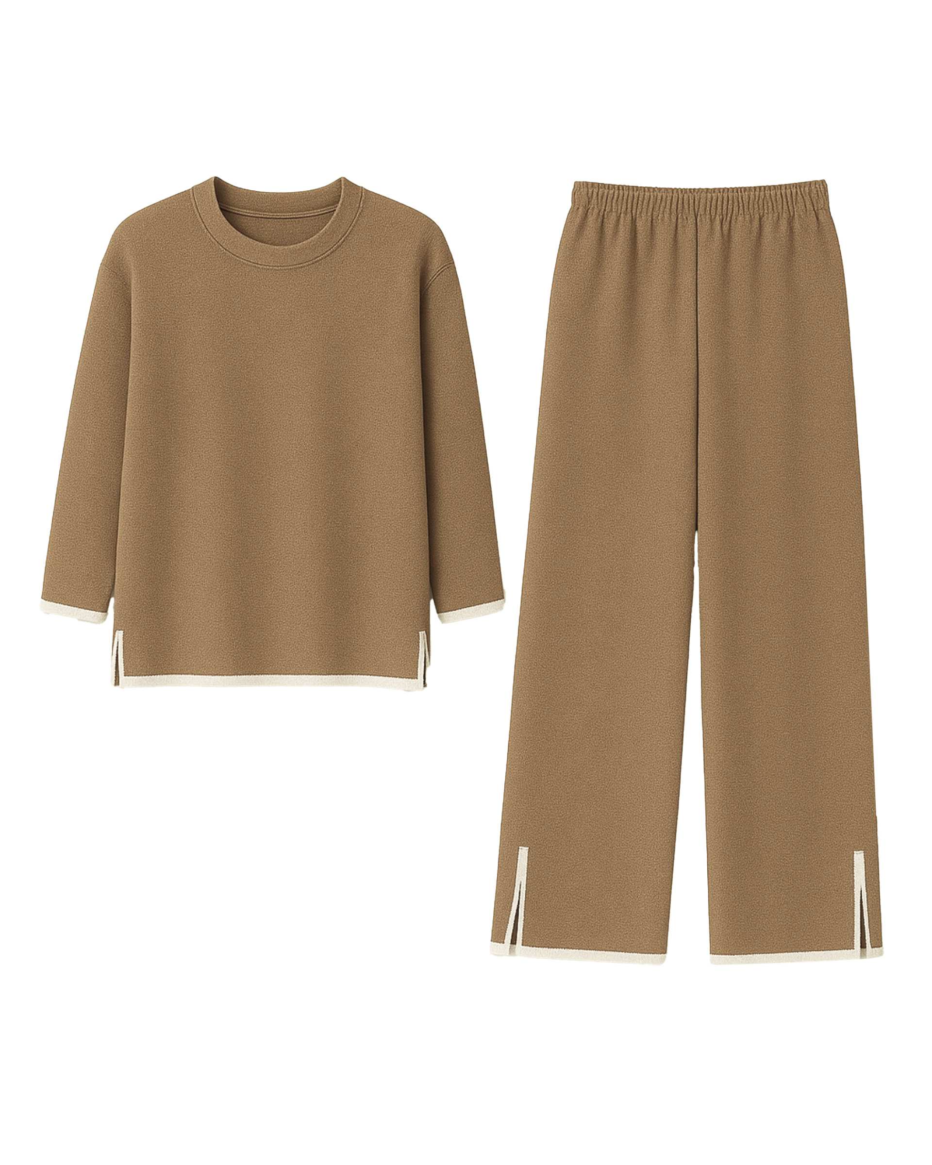 ست پلیور و شلوار بافت زنانه قهوه ای ورشه Vershe مدل نسترن 4