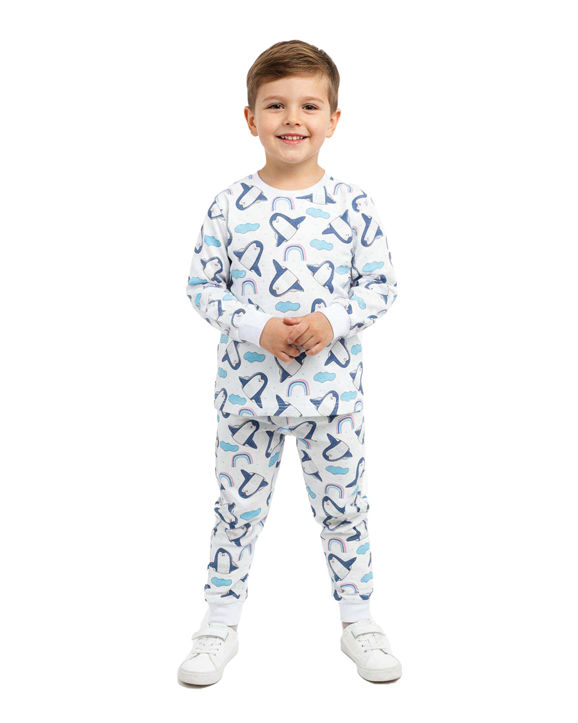 ست سویشرت و شلوار بچگانه گیزولان Gizolan طرح پنگوئن و رنگین کمان مدل SF38