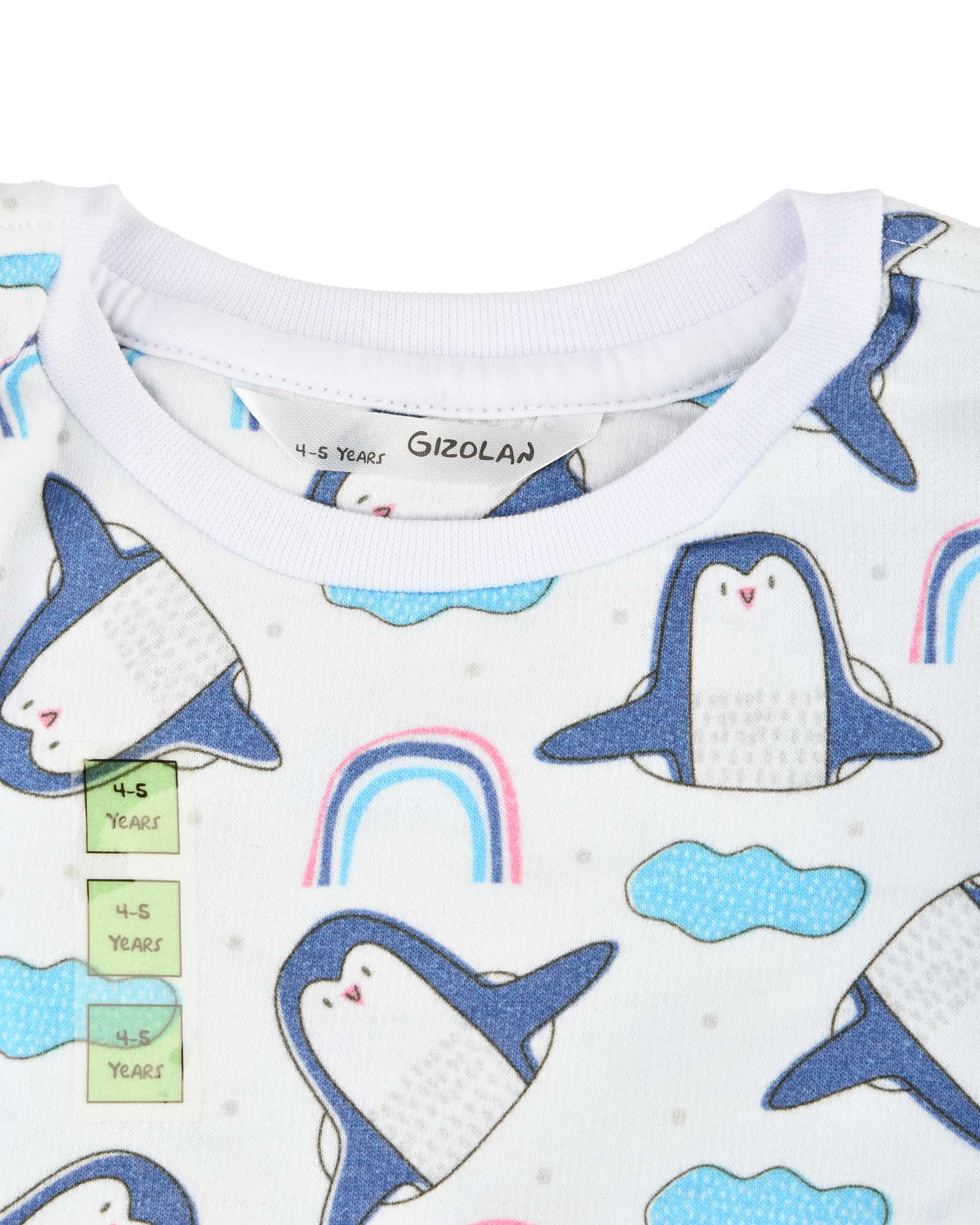 ست سویشرت و شلوار بچگانه گیزولان Gizolan طرح پنگوئن و رنگین کمان مدل SF38