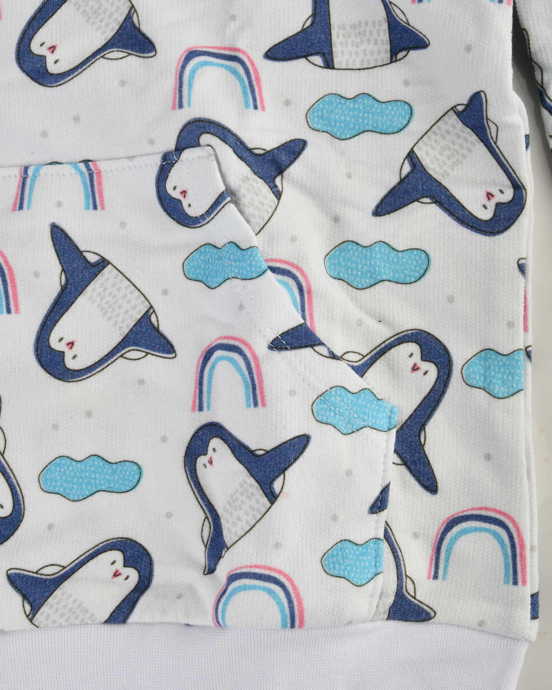 ست هودی و شلوار بچگانه گیزولان Gizolan طرح پنگوئن و رنگین کمان مدل SF42